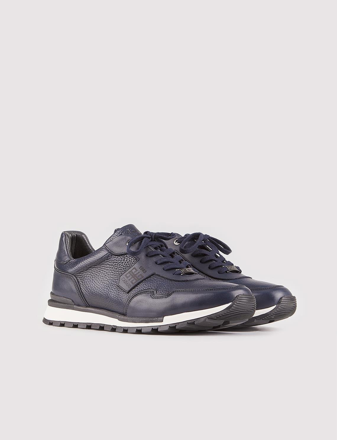 Hakiki Deri Lacivert Bağcıklı Erkek Spor Sneaker Ayakkabı