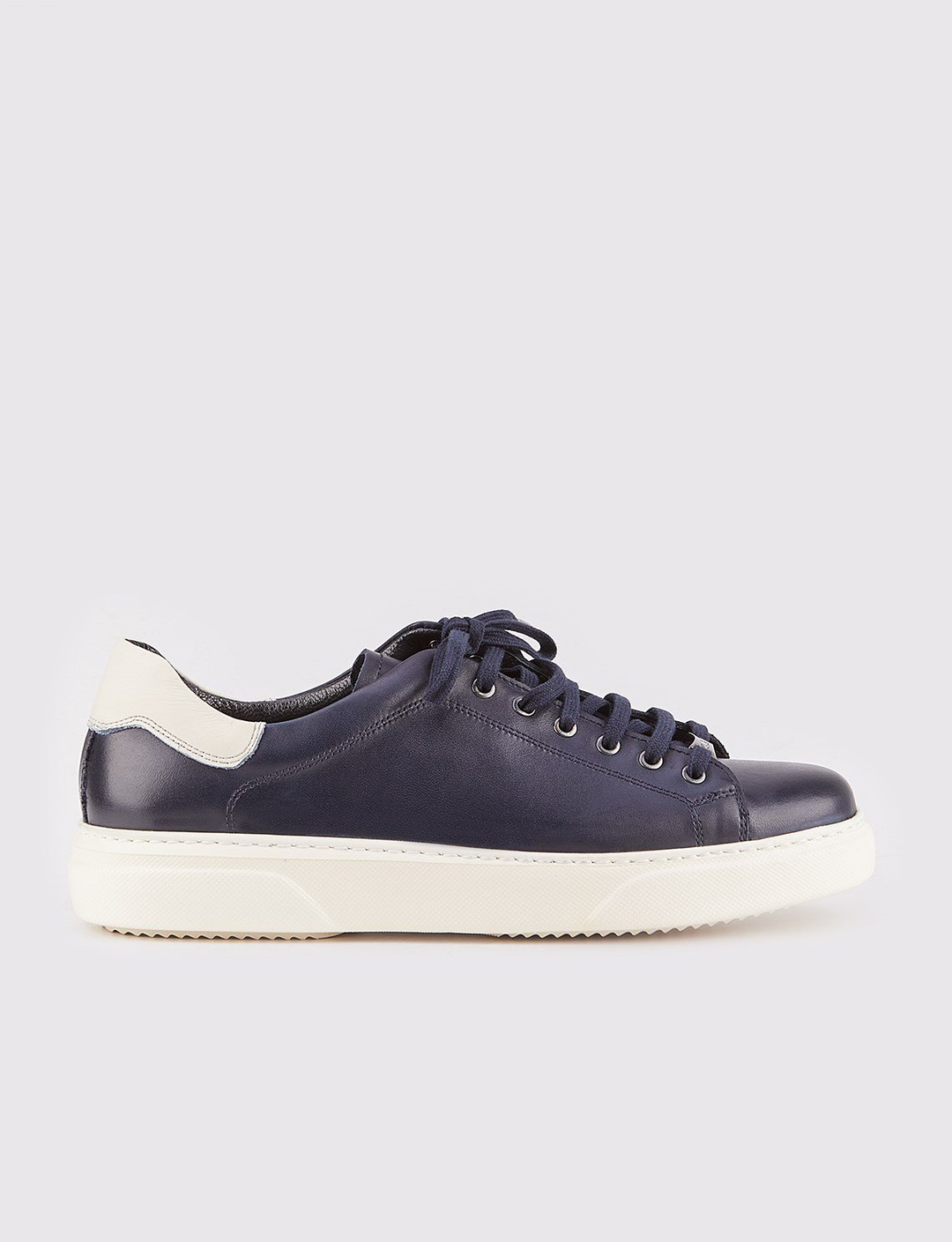 Hakiki Deri Lacivert Bağcıklı Erkek Spor Ayakkabı