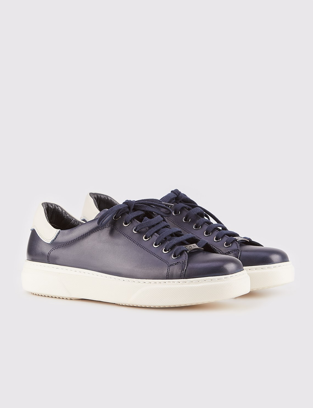 Hakiki Deri Lacivert Bağcıklı Erkek Spor Ayakkabı