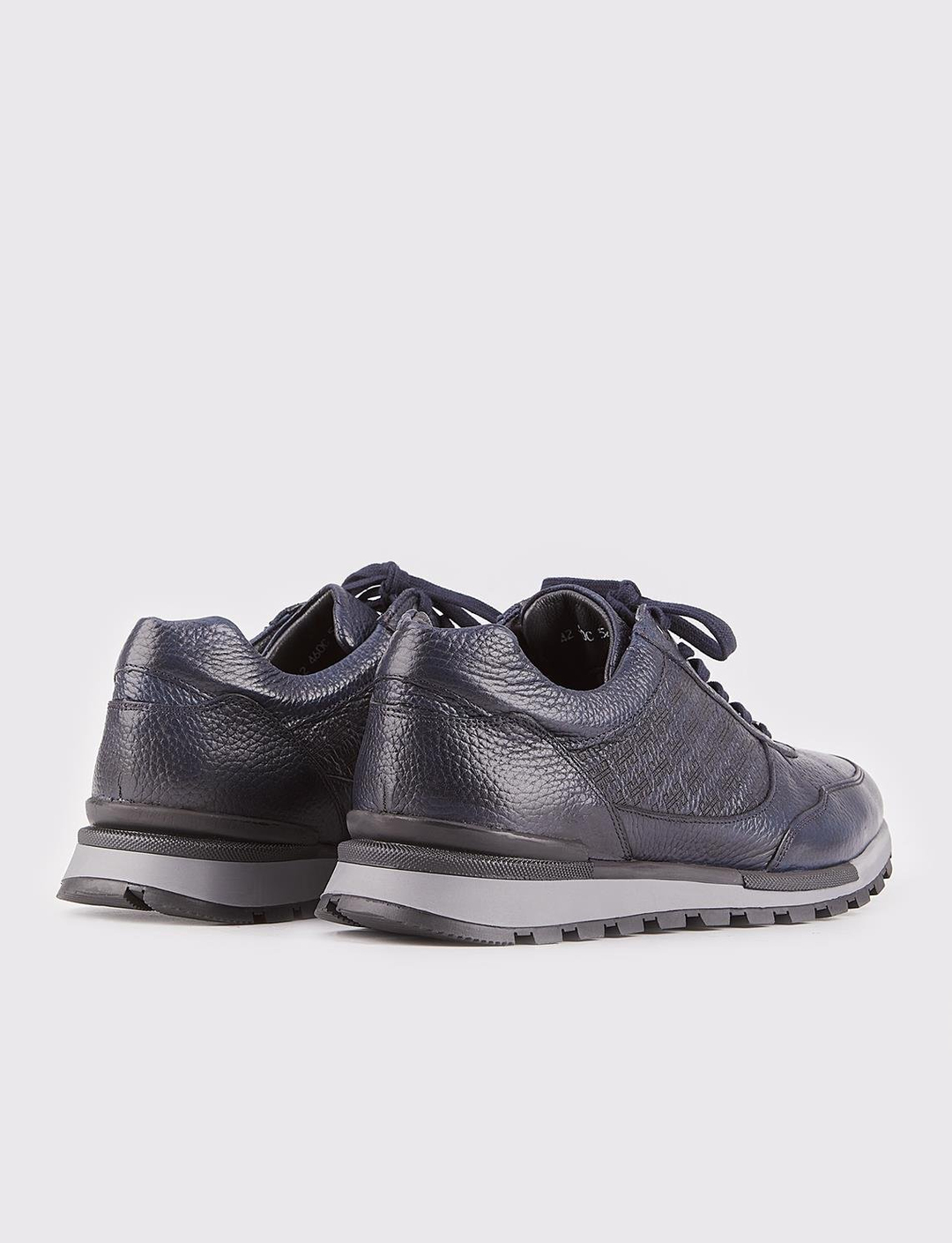 Hakiki Deri Lacivert Bağcıklı Termo Tabanlı Erkek Spor Ayakkabı