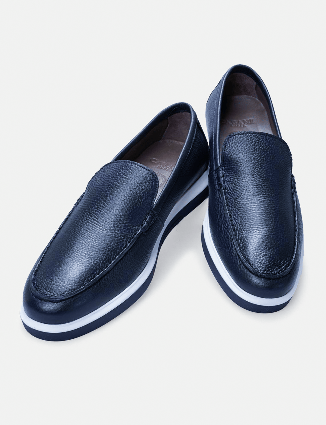 Men Genuine Leather Navy Blue  Shoes