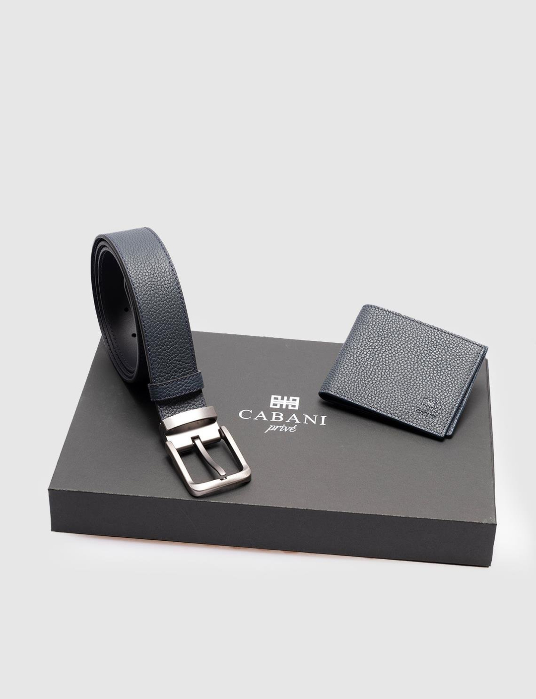 Hakiki Deri Lacivert Erkek Kemer-Cüzdan Set