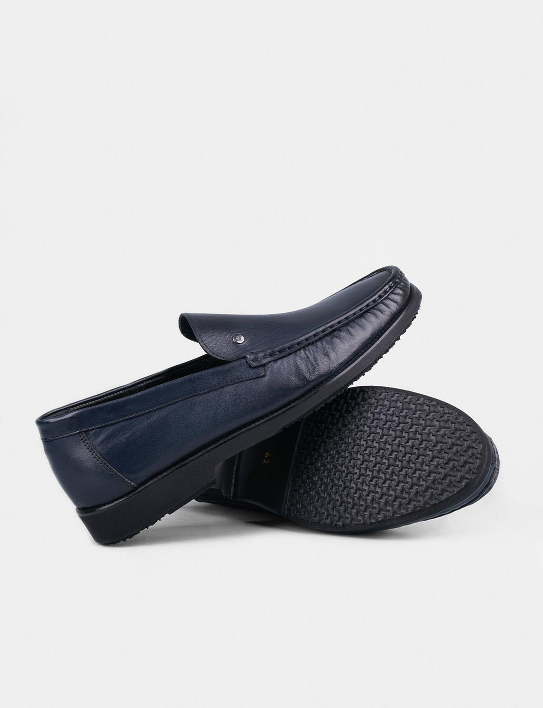 Hakiki Deri Lacivert Neolit Tabanlı Erkek Günlük Ayakkabı