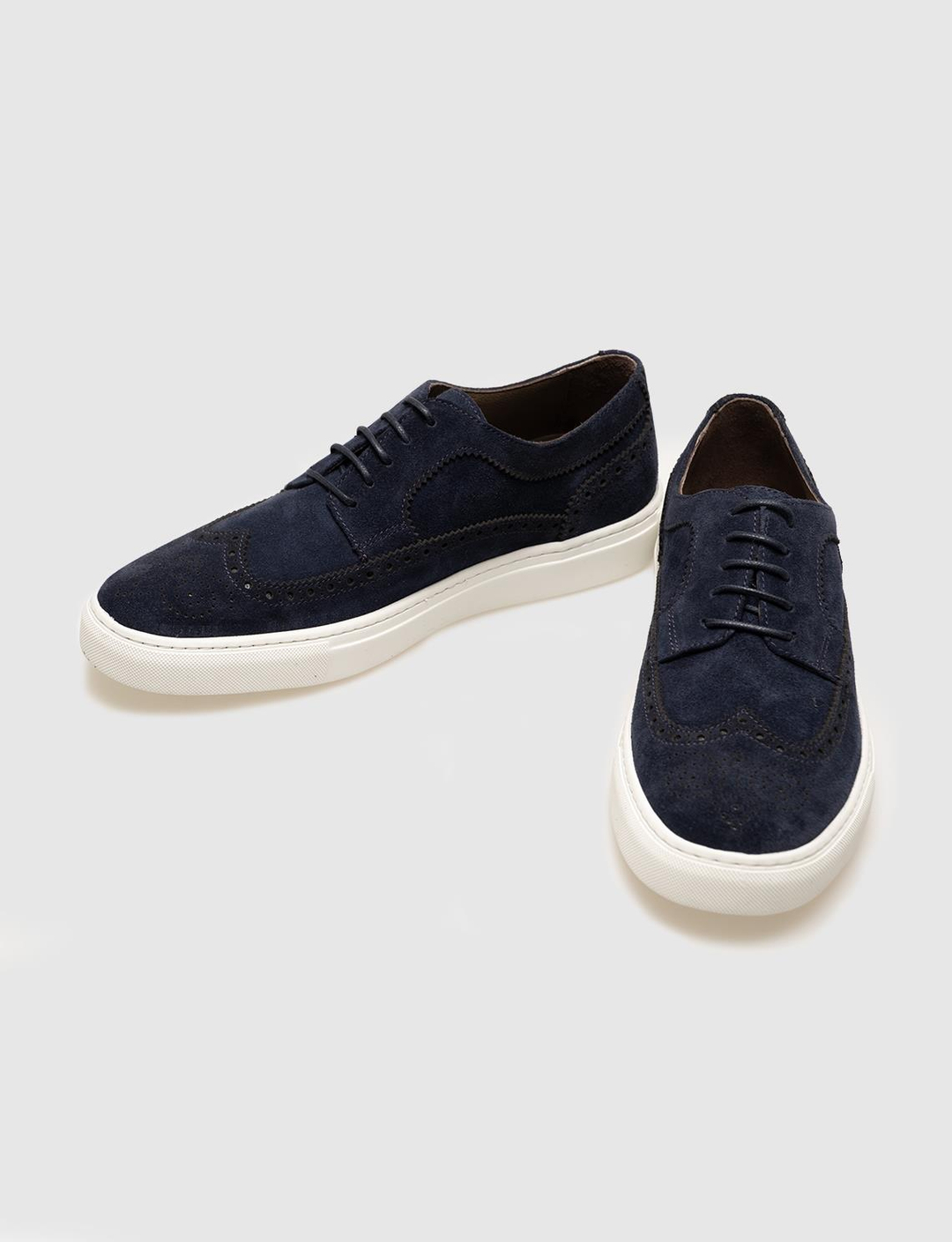 Hakiki Deri Lacivert Süet Bağcıklı Erkek Spor Ayakkabı