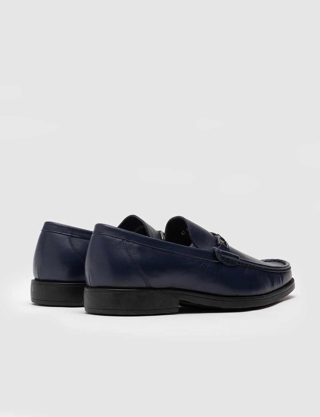 Men Navy Blue Genuine Leather Bit Loafers