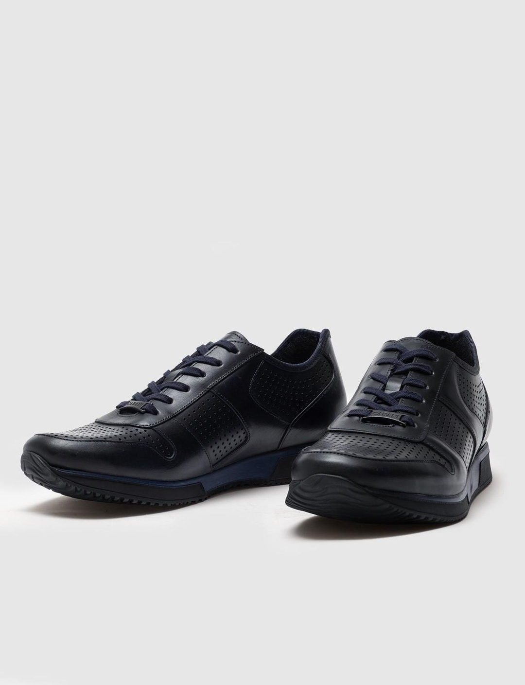 Hakiki Deri Lazer Detaylı Lacivert Bağcıklı Erkek Günlük Ayakkabı