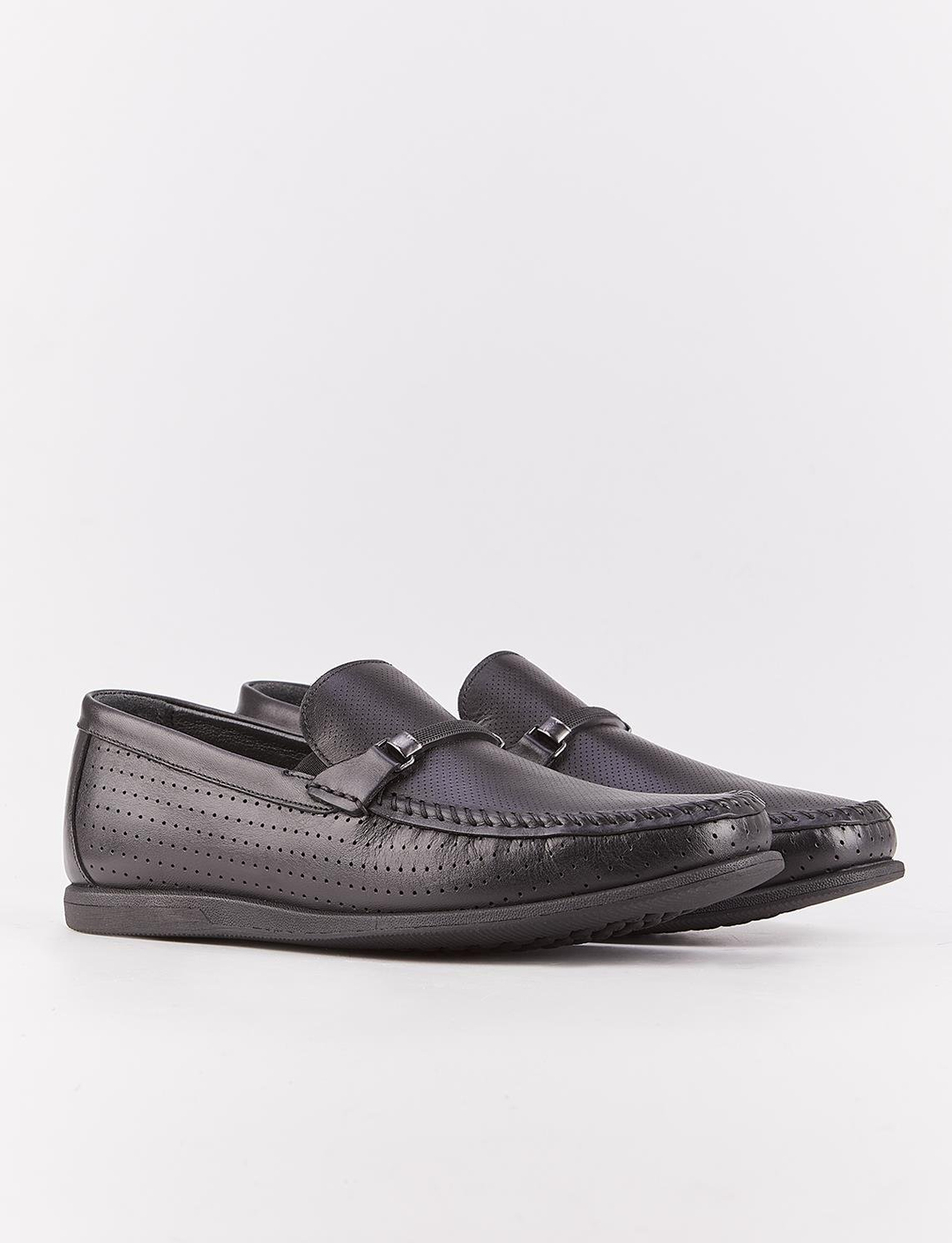 Men Black Genuine Leather Bit Loafers