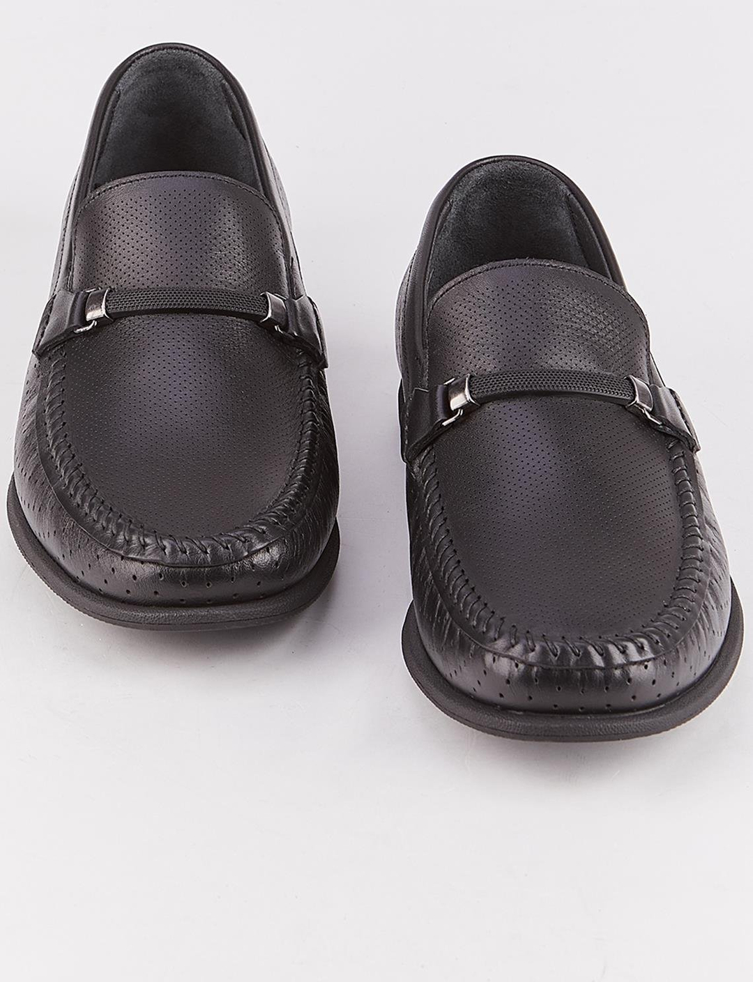Men Black Genuine Leather Bit Loafers