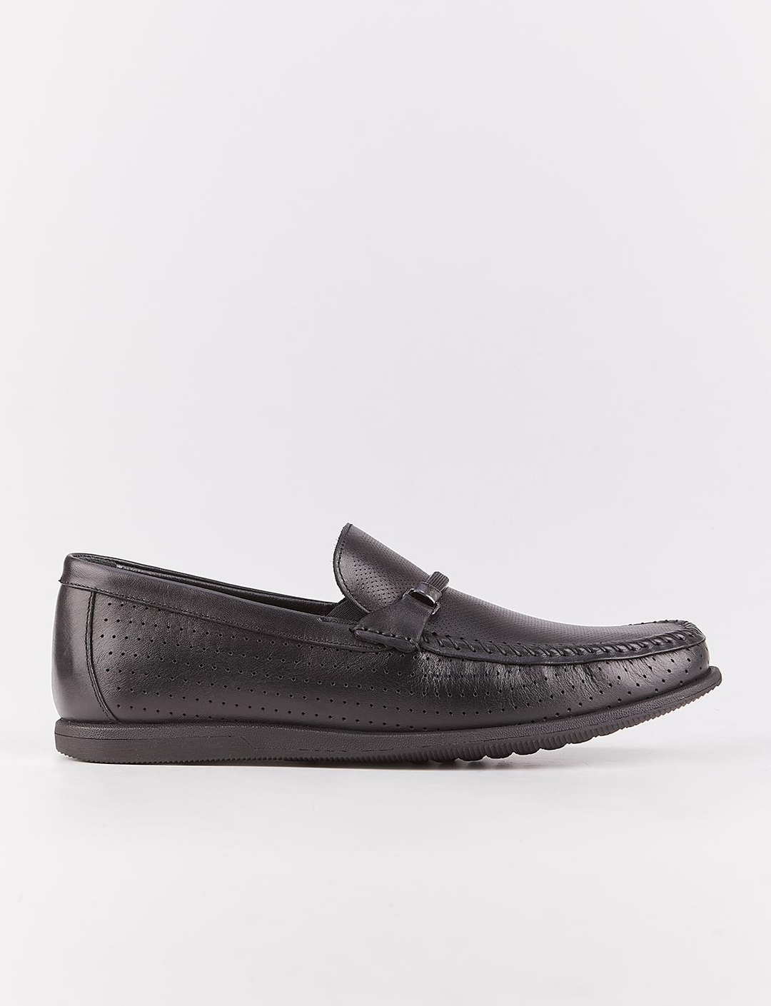 Men Black Genuine Leather Bit Loafers