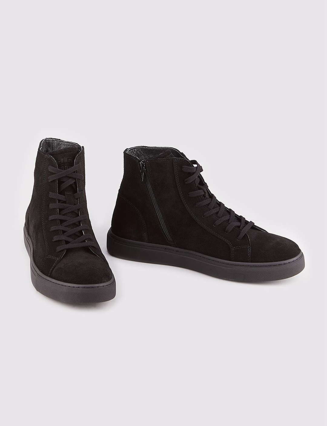 Hakiki Deri Light Kauçuk Tabanlı Siyah Fermuarlı Bağcıklı Erkek Günlük Bot