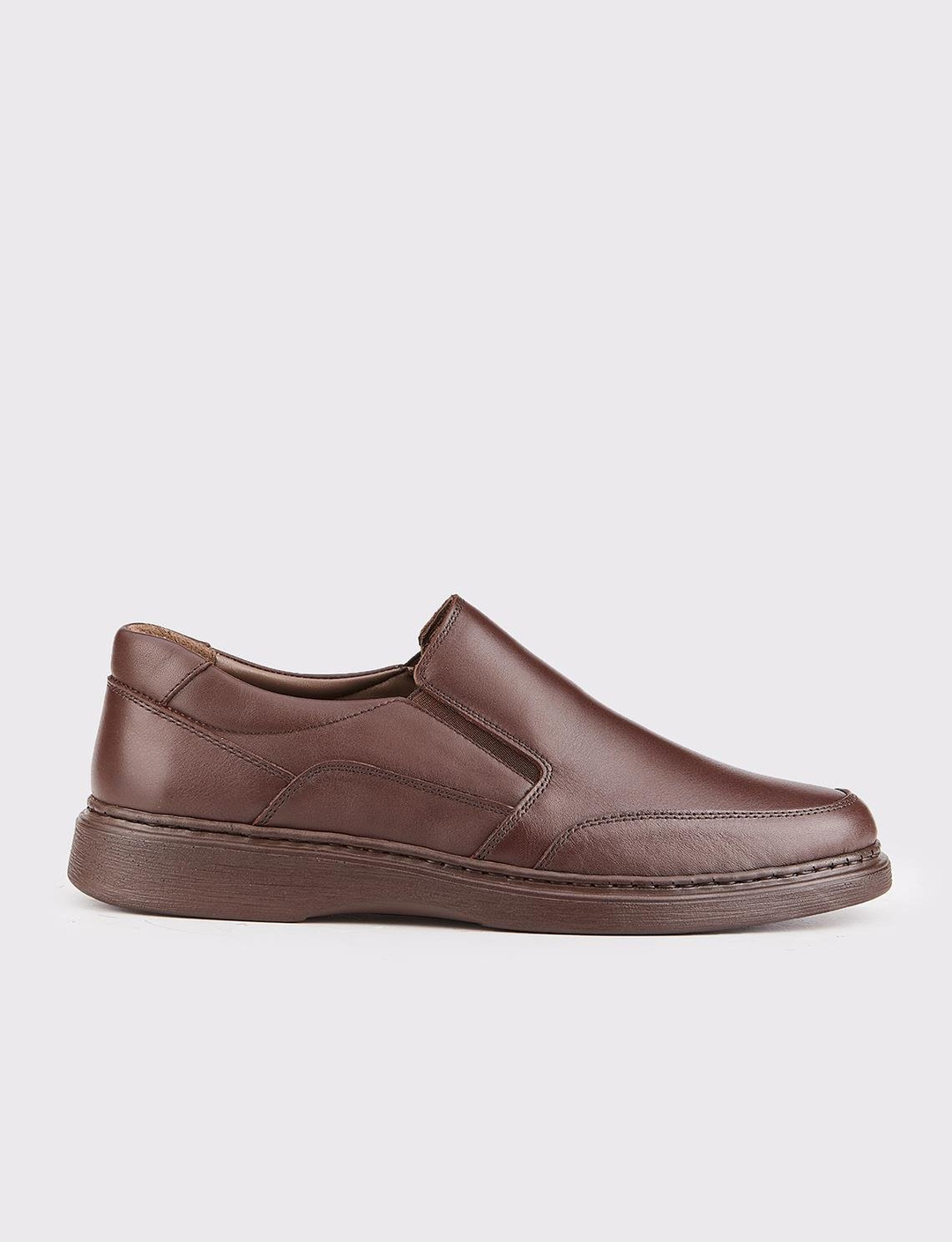 Men Brown Genuine Leather Slip On Casual Shoes