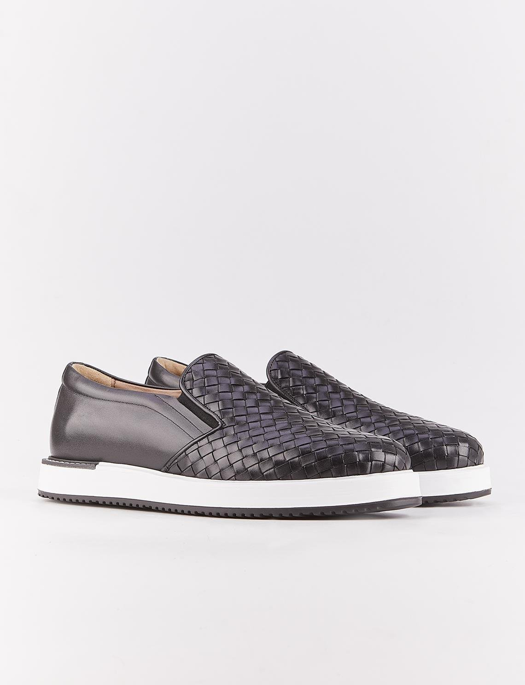 Hakiki Deri Örgülü Siyah Bağcıklı Erkek Günlük Ayakkabı