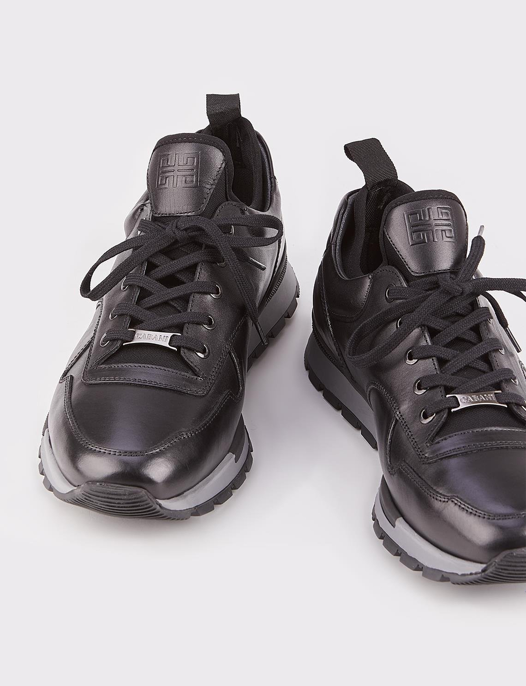 Hakiki Deri Özel Tasarım Siyah Bağcıklı Erkek Spor Ayakkabı