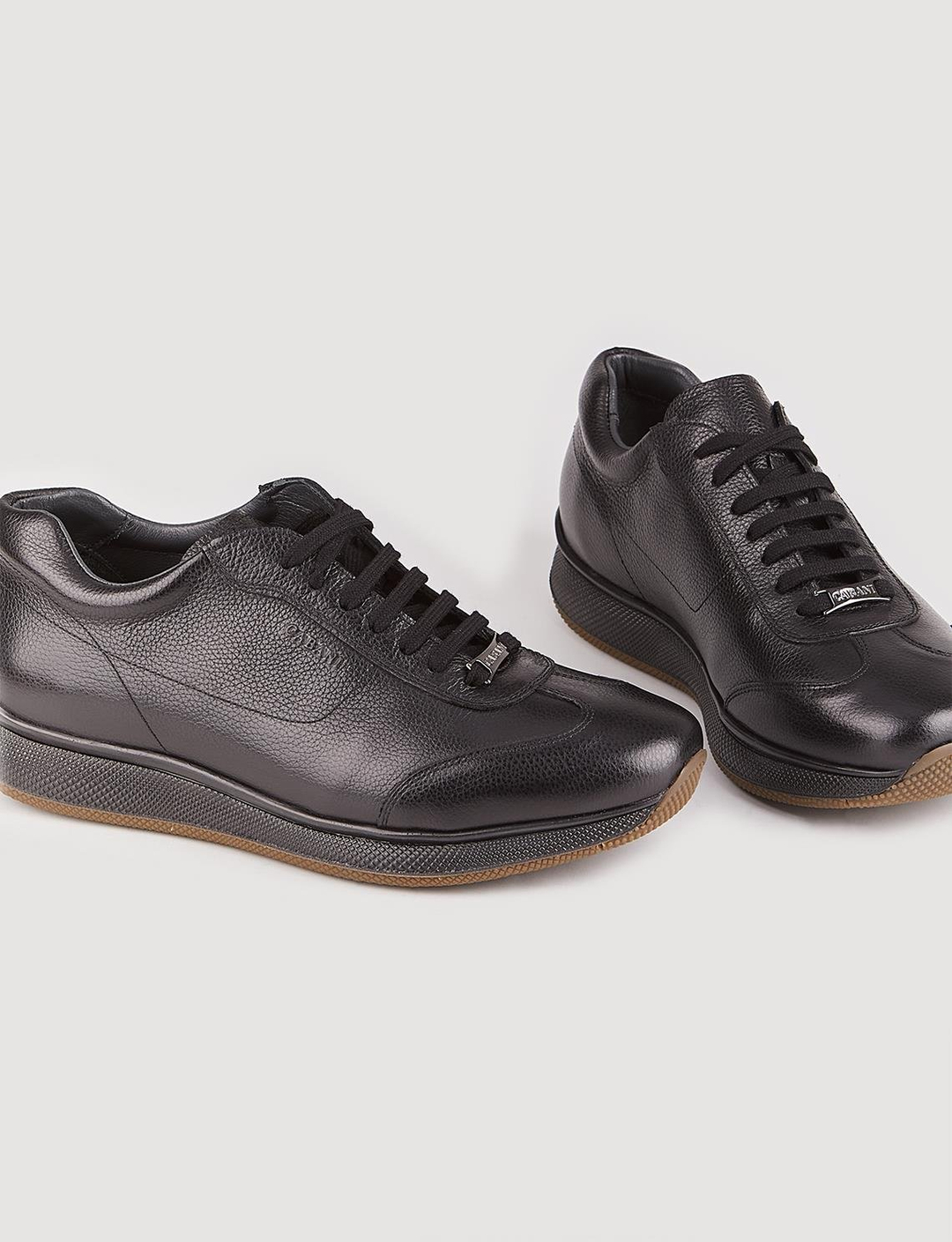 Hakiki Deri Siyah Bağcıklı Erkek Günlük Spor Sneaker Ayakkabı