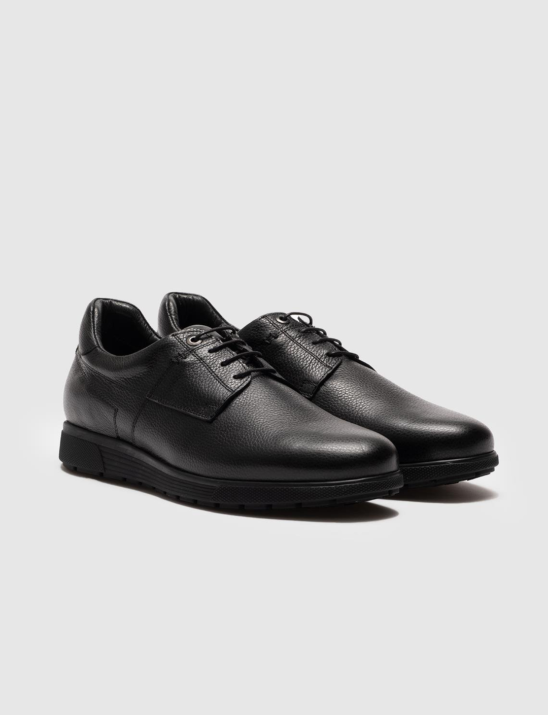 Men Black Genuine Leather Lace Up Casual Shoes