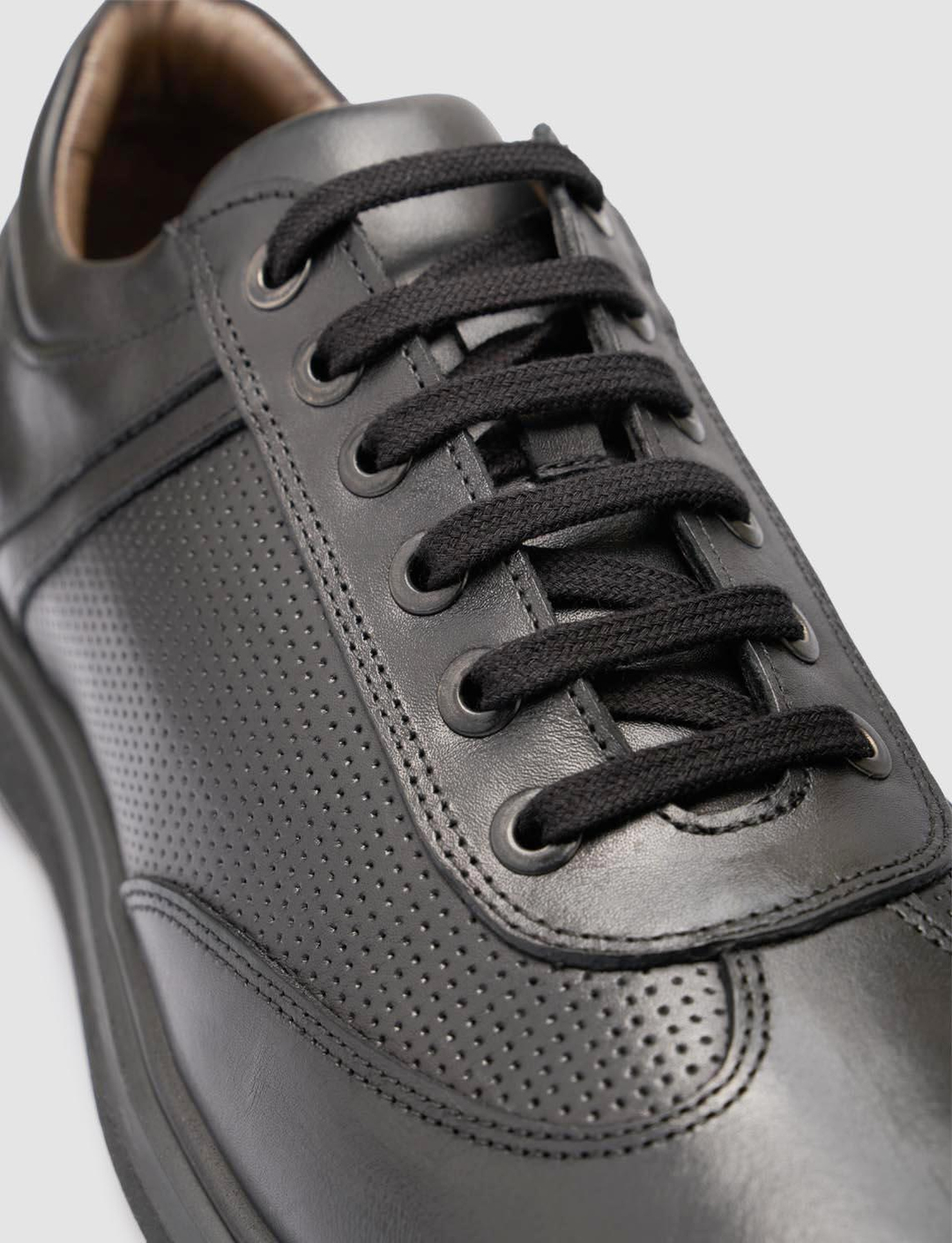 Hakiki Deri Siyah Bağcıklı Erkek Günlük Ayakkabı