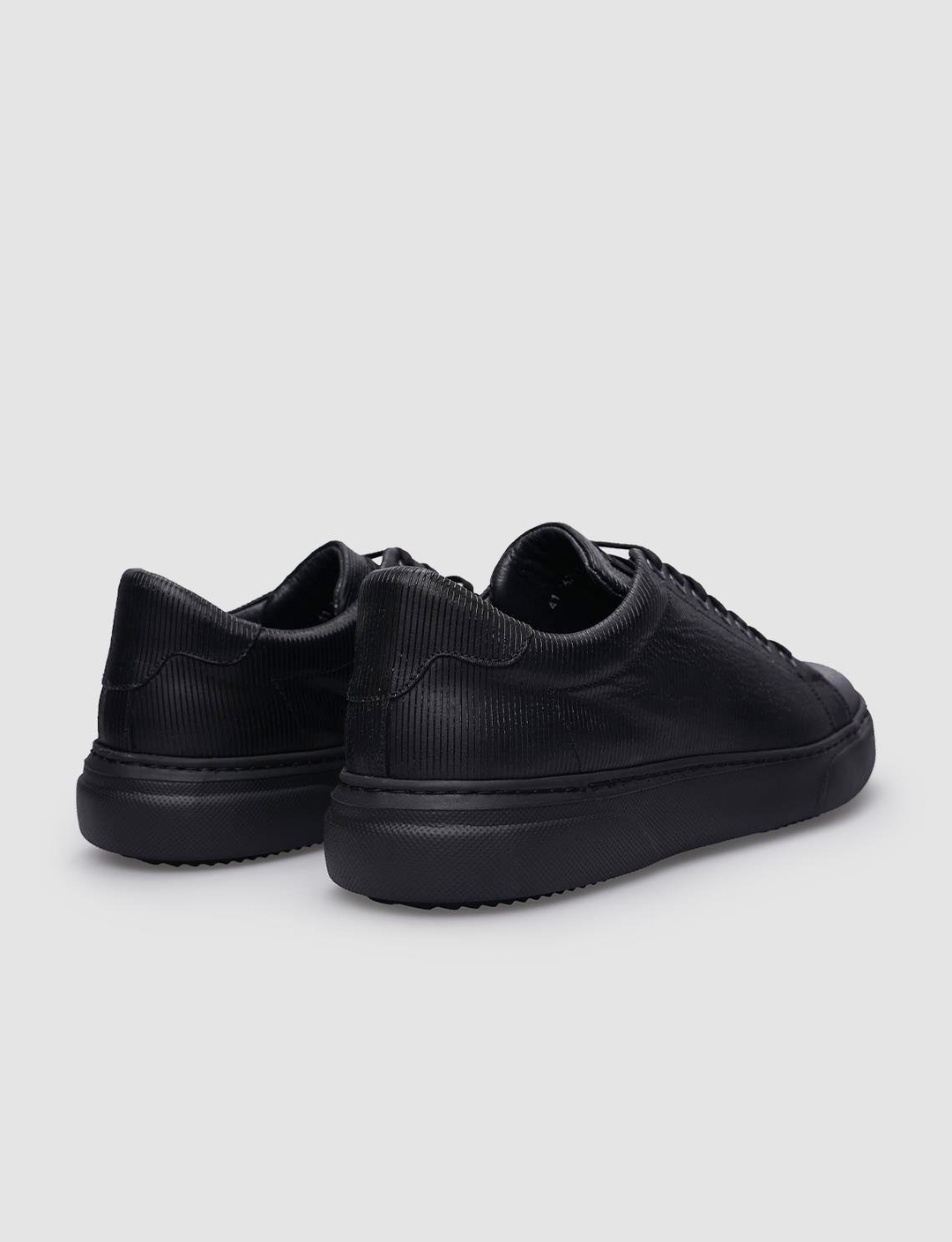 Men Black Genuine Leather Lace Up Sneakers