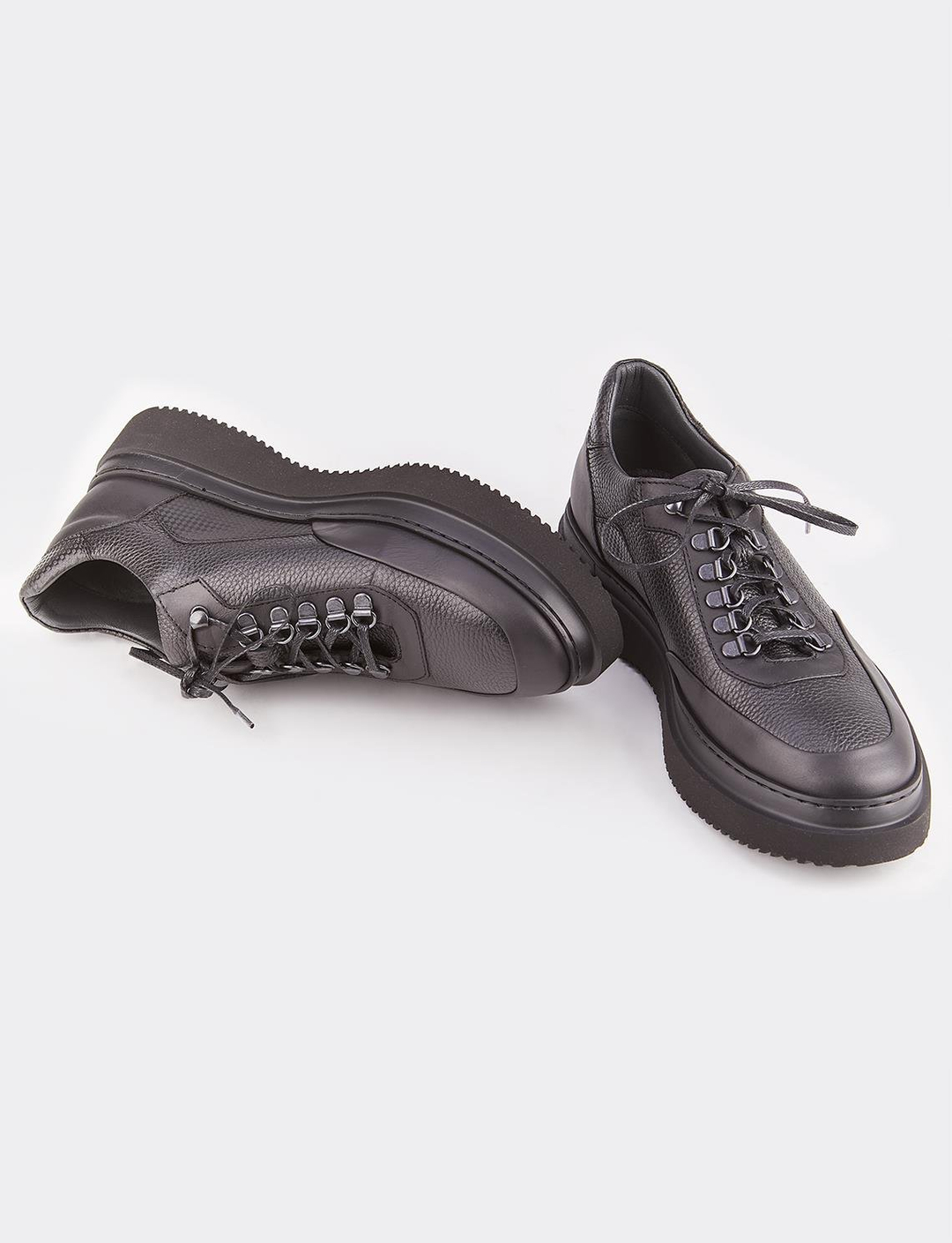 Hakiki Deri Siyah Bağcıklı Günlük Erkek Ayakkabı