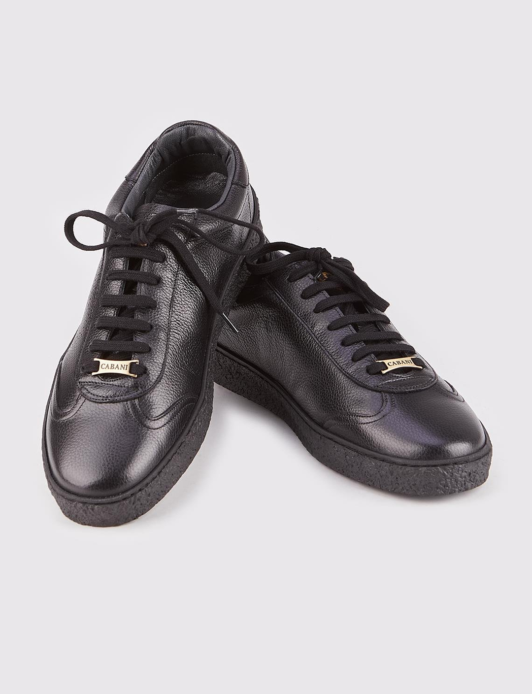 Hakiki Deri Siyah Bağcıklı Özel Motifli Erkek Spor Ayakkabı