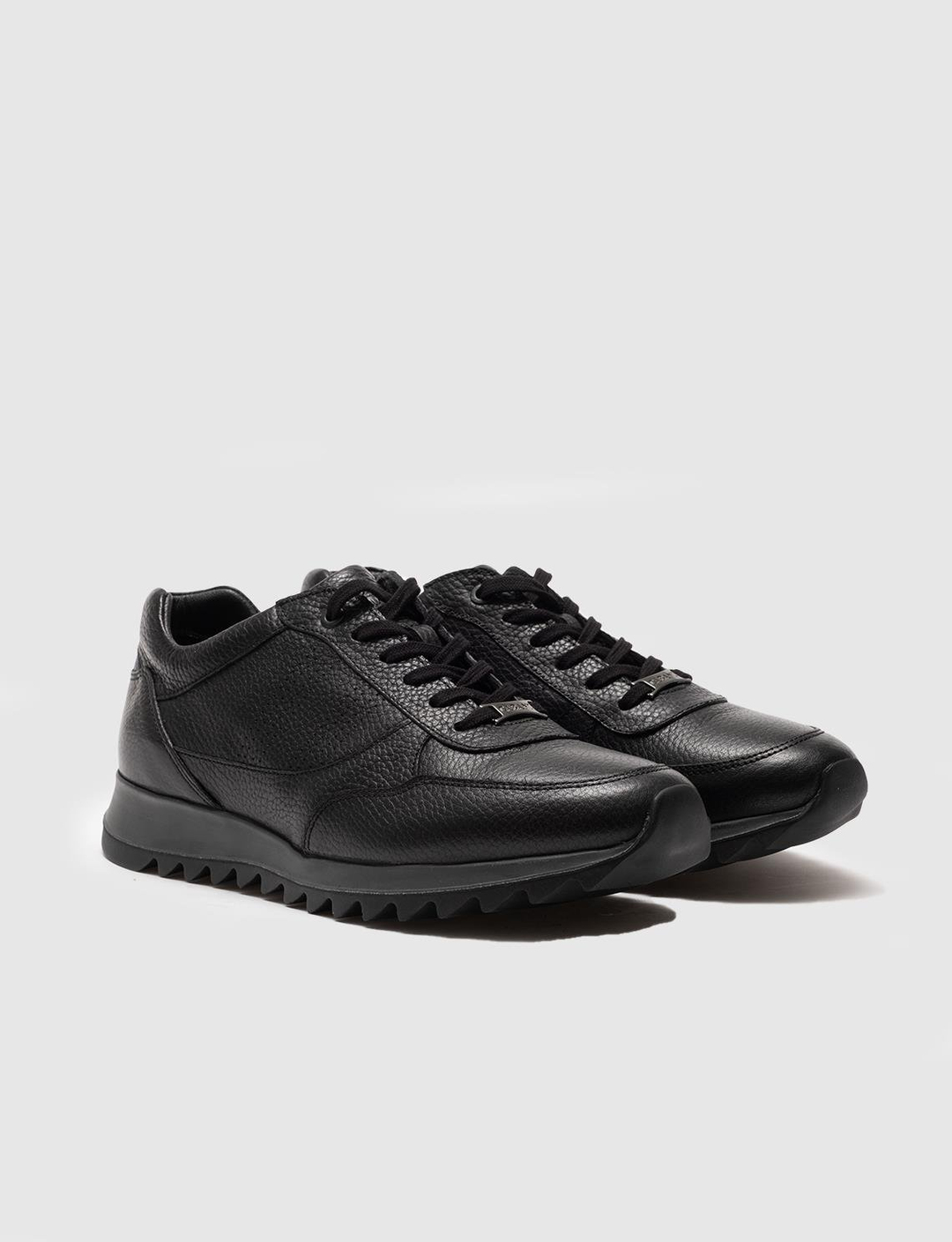 Hakiki Deri Siyah Bağcıklı Sneaker Kauçuk Tabanlı Erkek Spor Ayakkabı