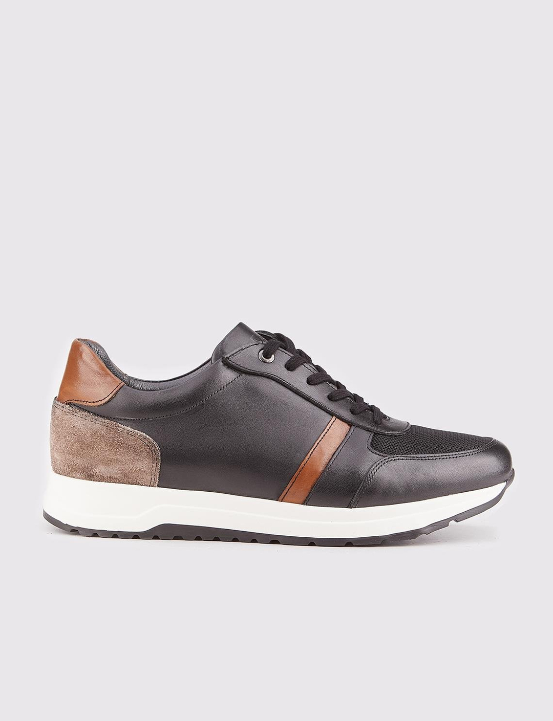 Hakiki Deri Siyah Bağcıklı Spor Erkek Ayakkabı