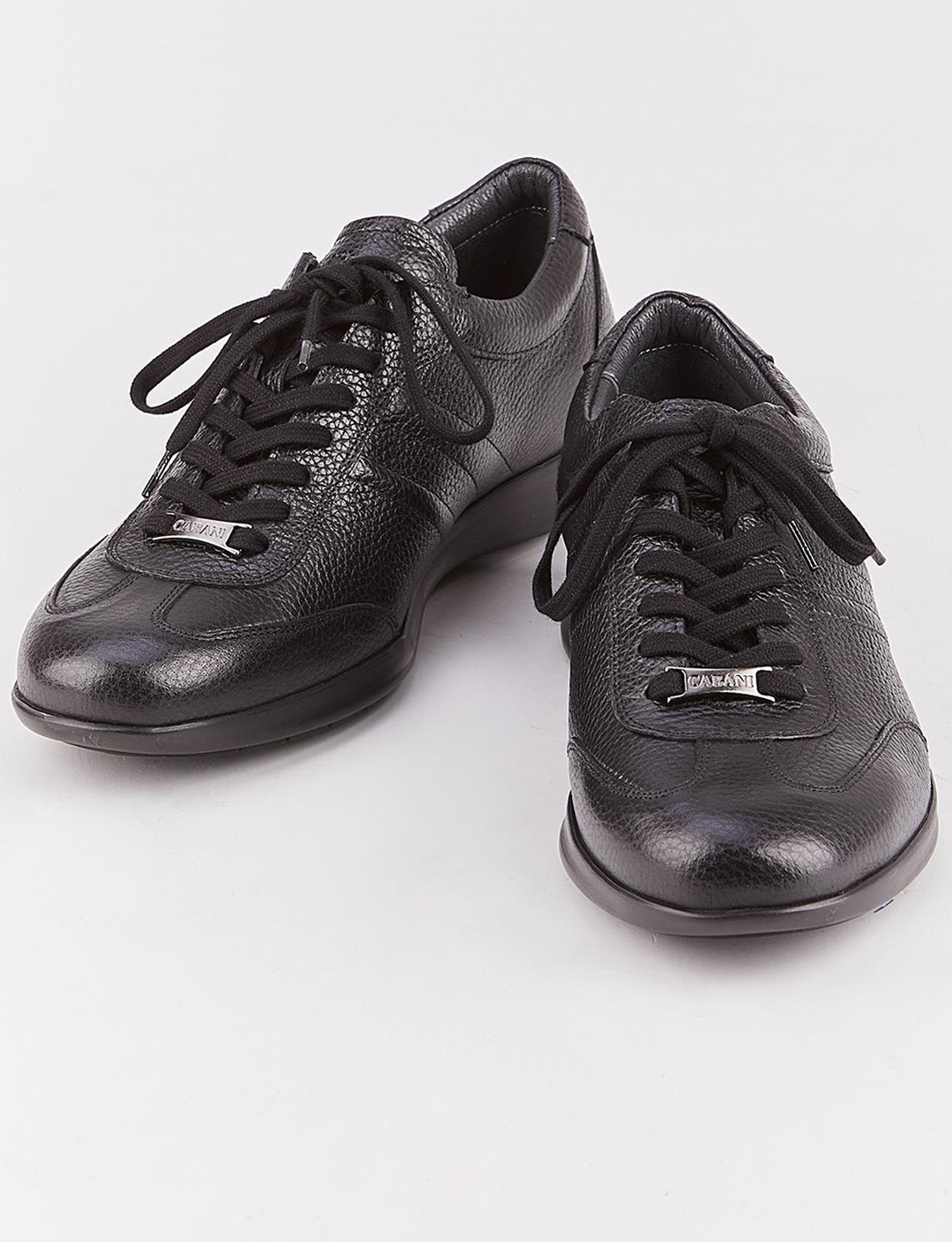 Hakiki Deri Siyah Bağcıklı Yanları Dikiş Motifli Erkek Günlük Ayakkabı