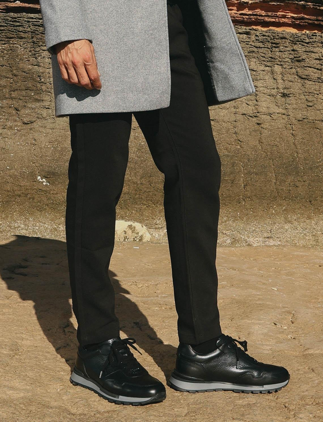 Hakiki Deri Siyah Bağcıklı Yazlık Erkek Spor Ayakkabı