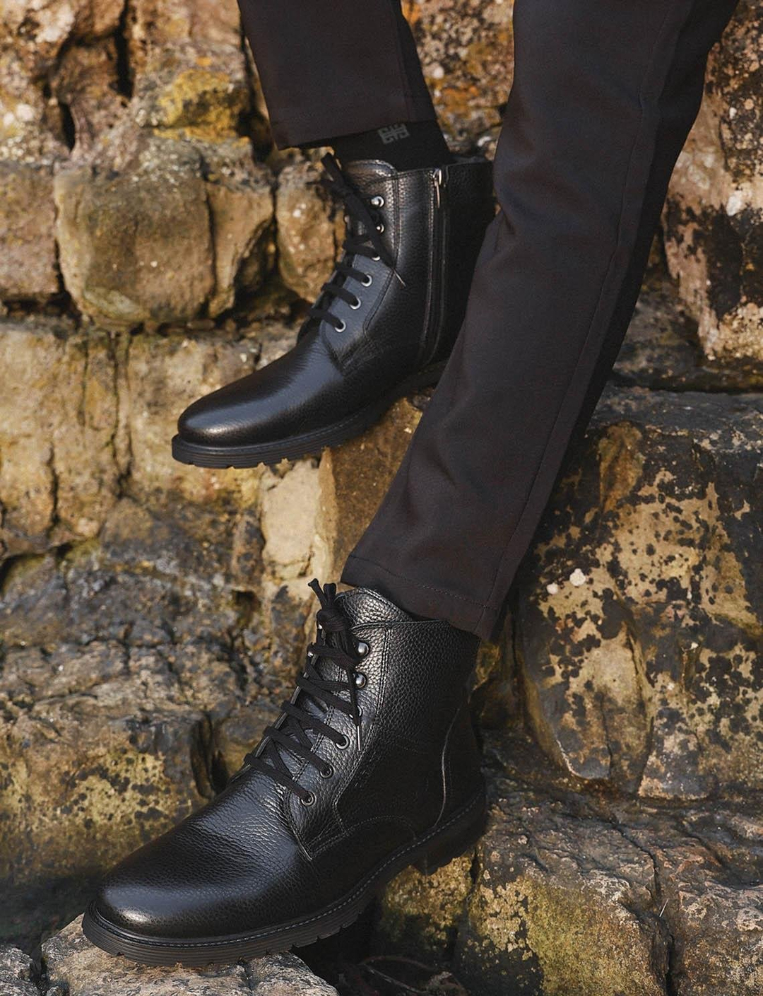 Genuine Leather Black Men Boots