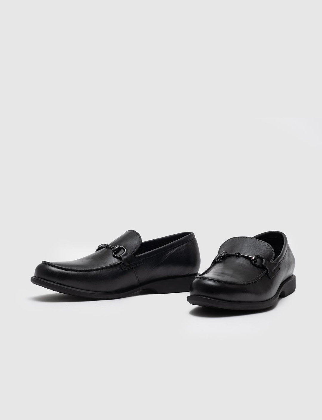Men Black Genuine Leather Bit Loafers