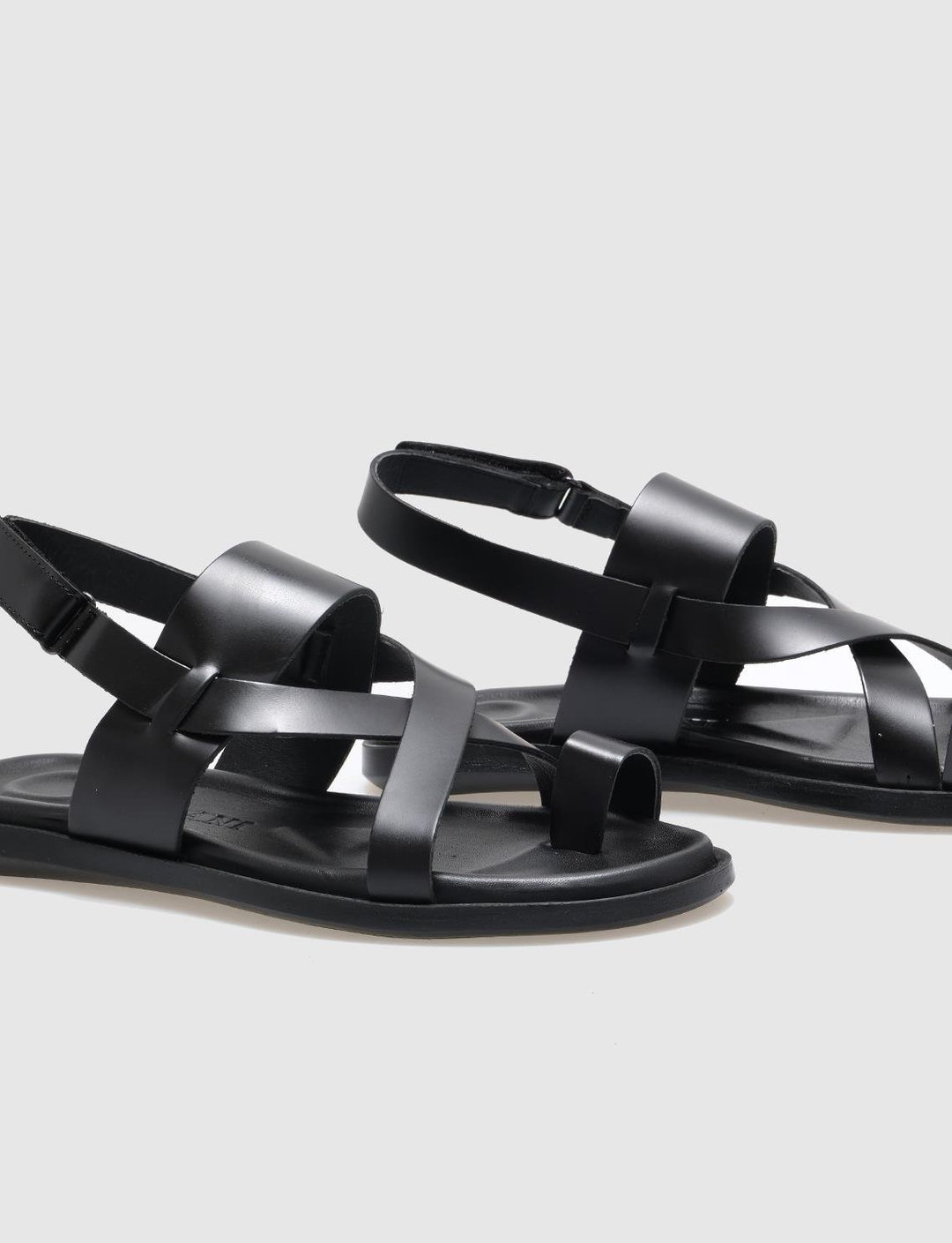 Hakiki Deri Siyah Erkek Sandalet