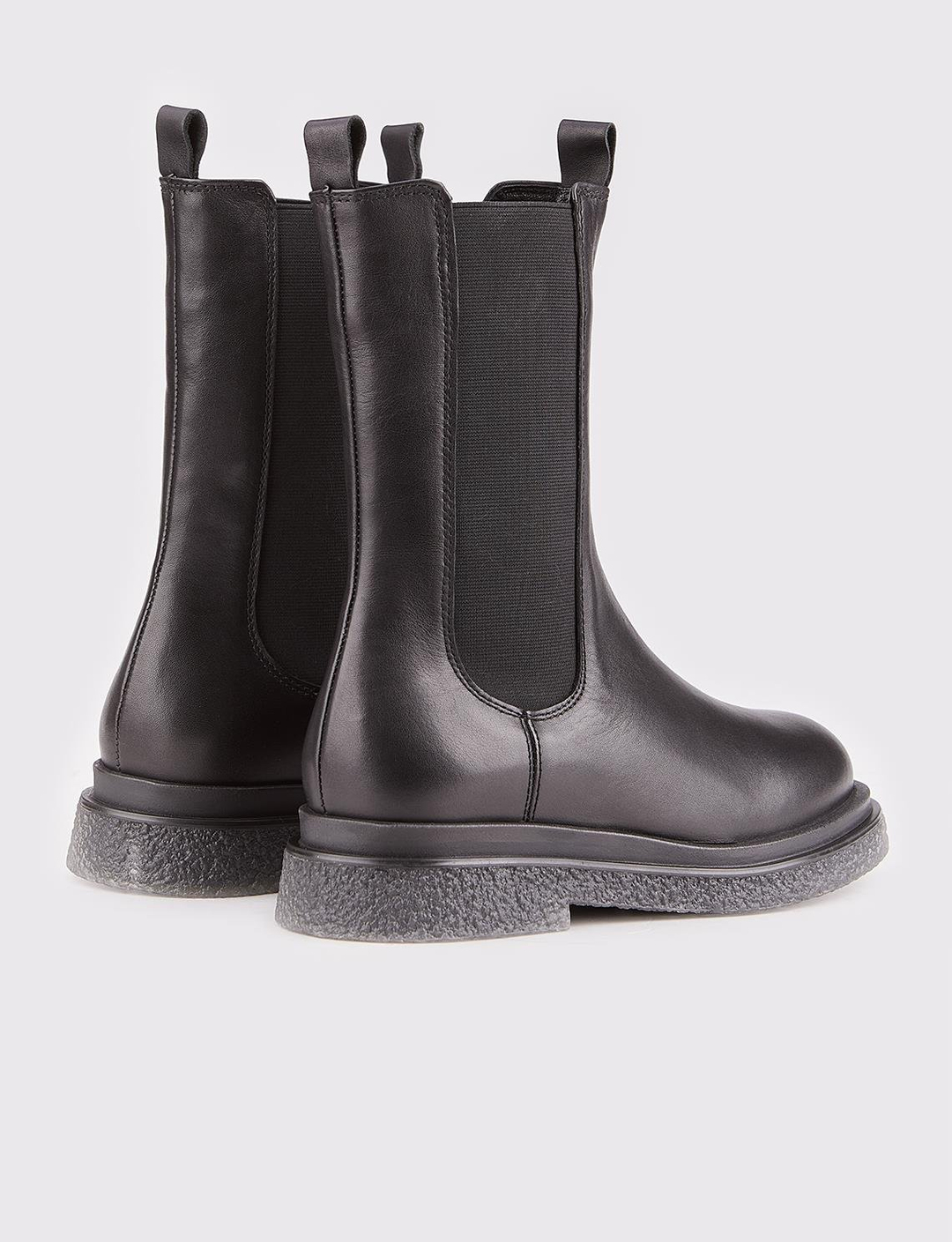 Women Black Genuine Leather Chelsea Boots