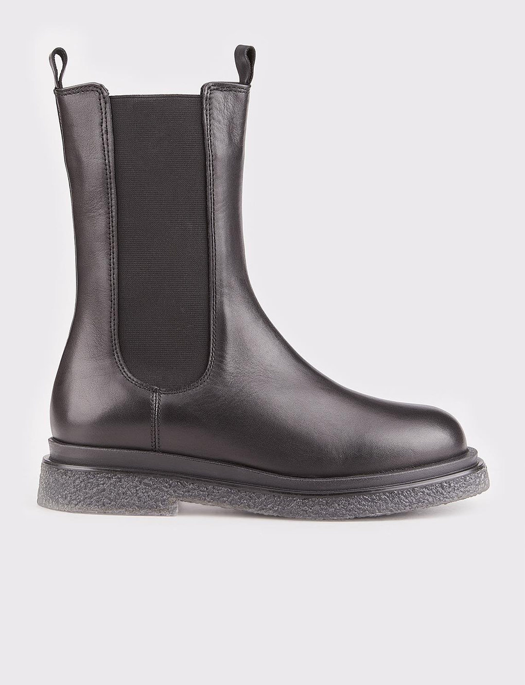 Women Black Genuine Leather Chelsea Boots