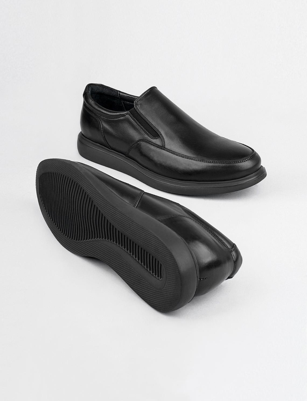 Hakiki Deri Siyah Klasik Erkek Günlük Ayakkabı