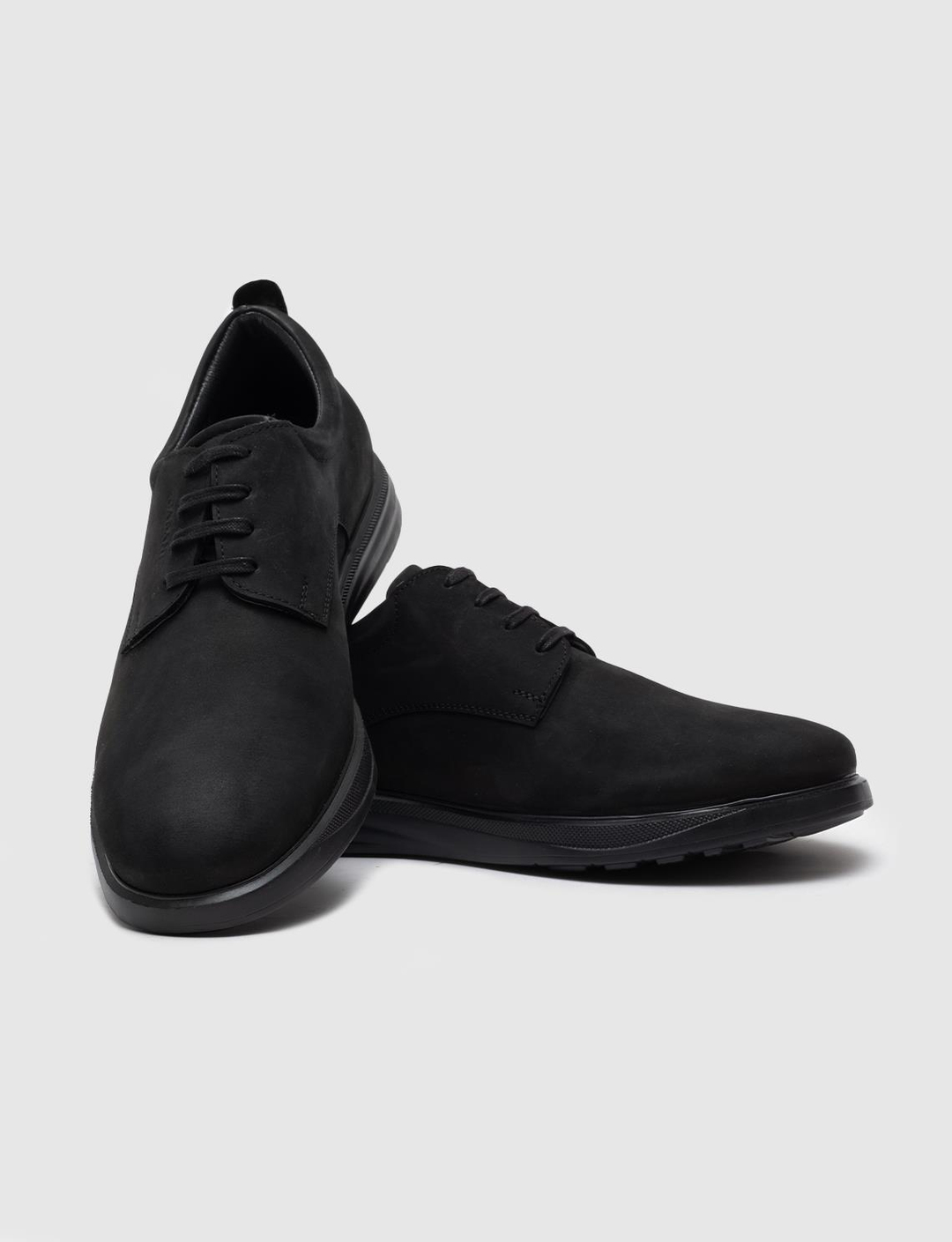 Hakiki Deri Siyah Nubuk Bağcıklı Erkek Günlük Ayakkabı