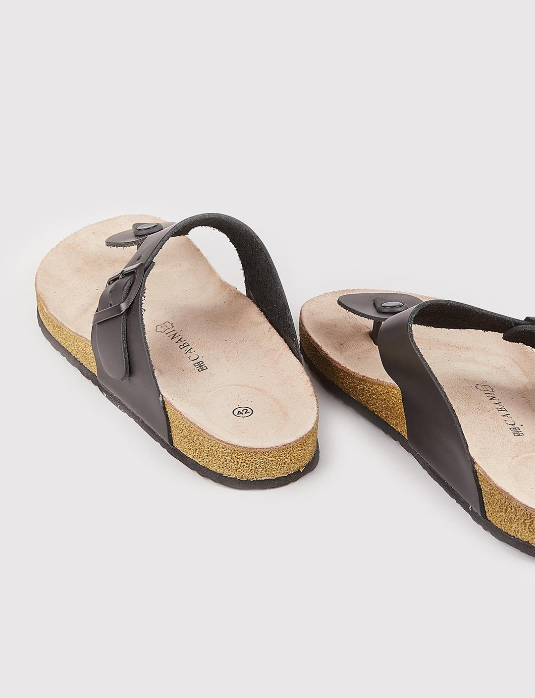 Hakiki Deri Siyah Parmak Arası Terlik