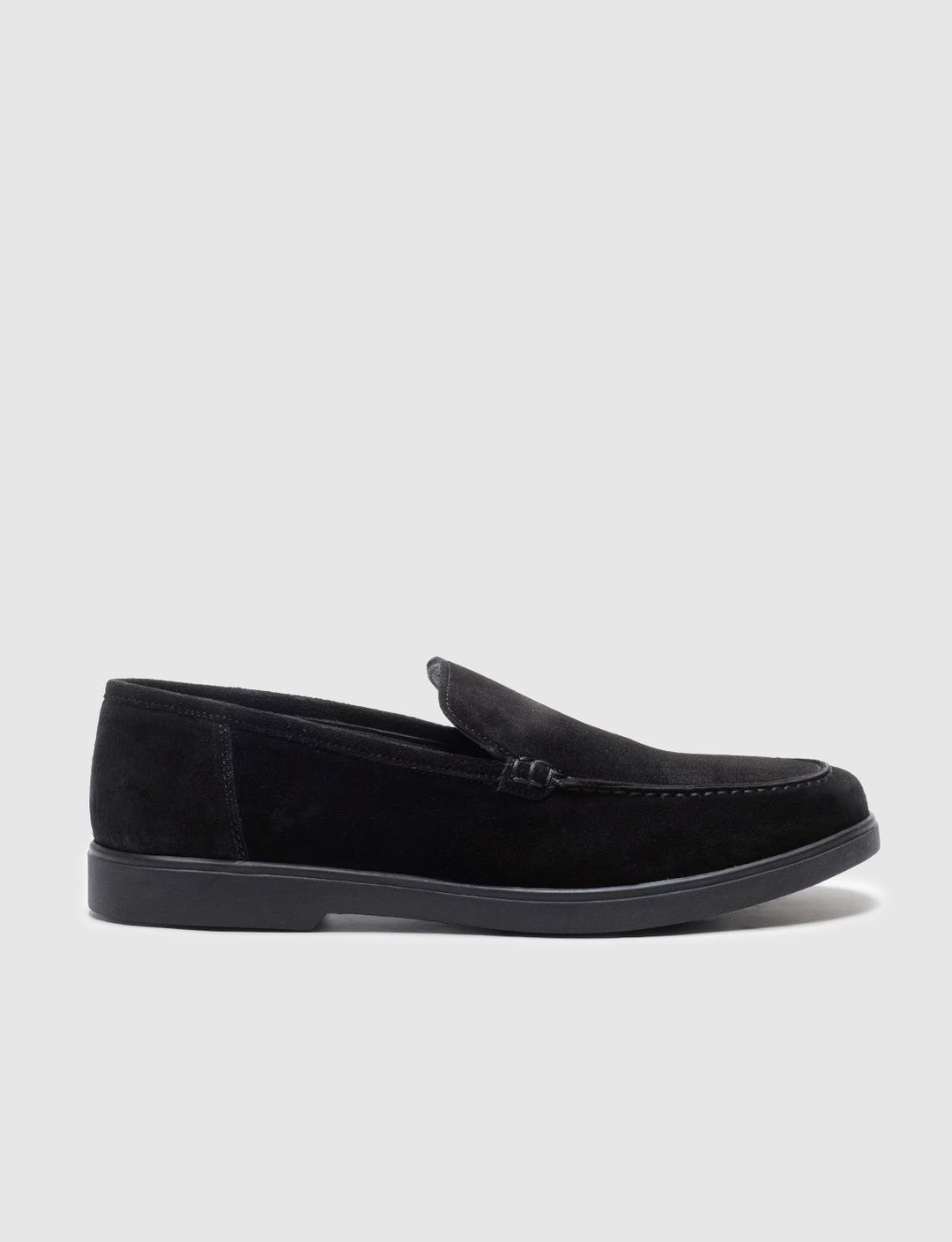 Men Black Suede Genuine Leather Slip On Casual Shoes