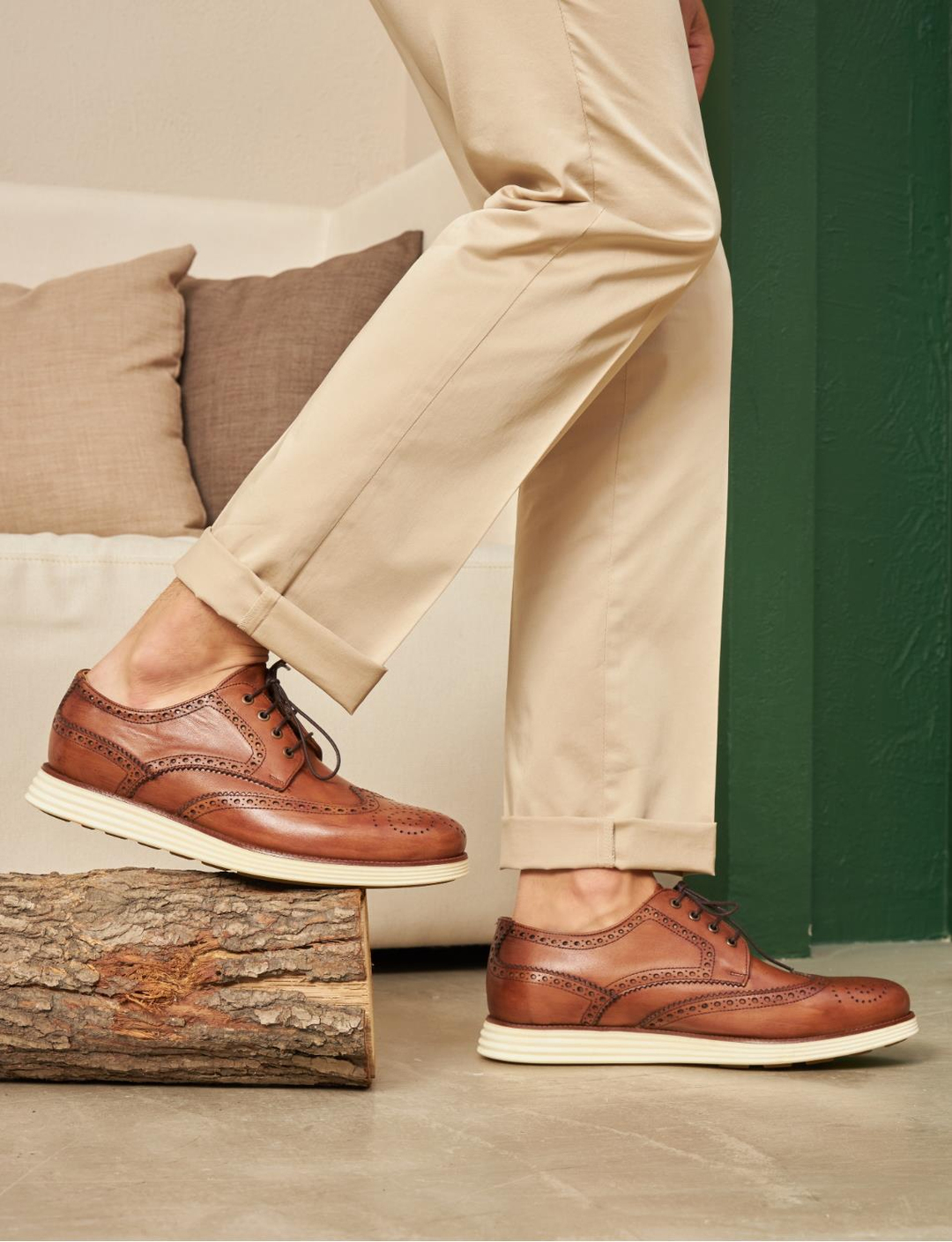 Men Tan Genuine Leather Casual Shoes