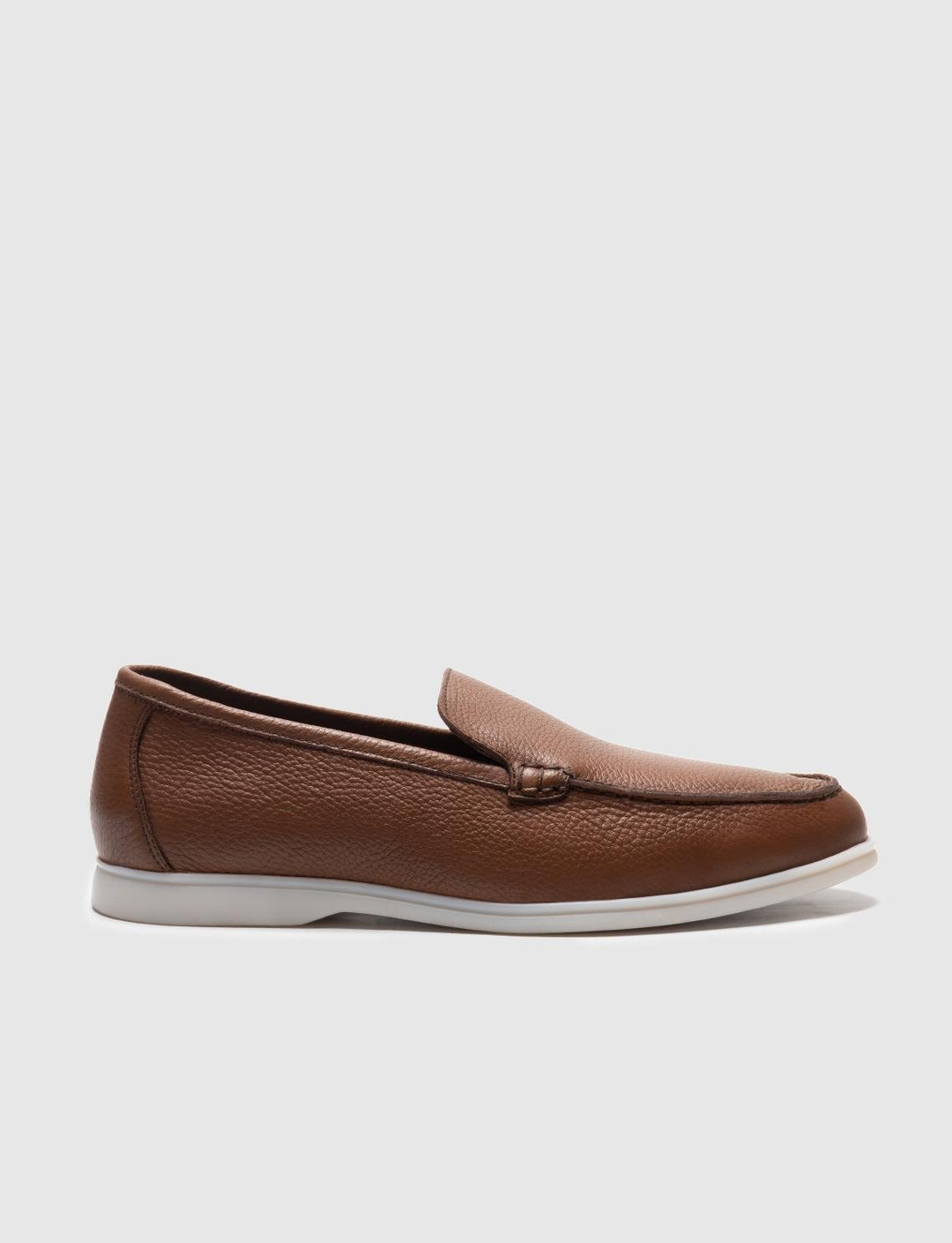 Men Tan Genuine Leather Slip On Casual Shoes