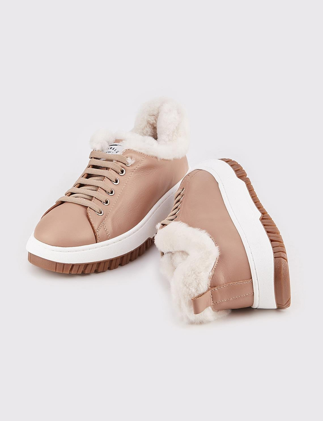 Hakiki Deri Vizon Kürklü Kadın Günlük Ayakkabı