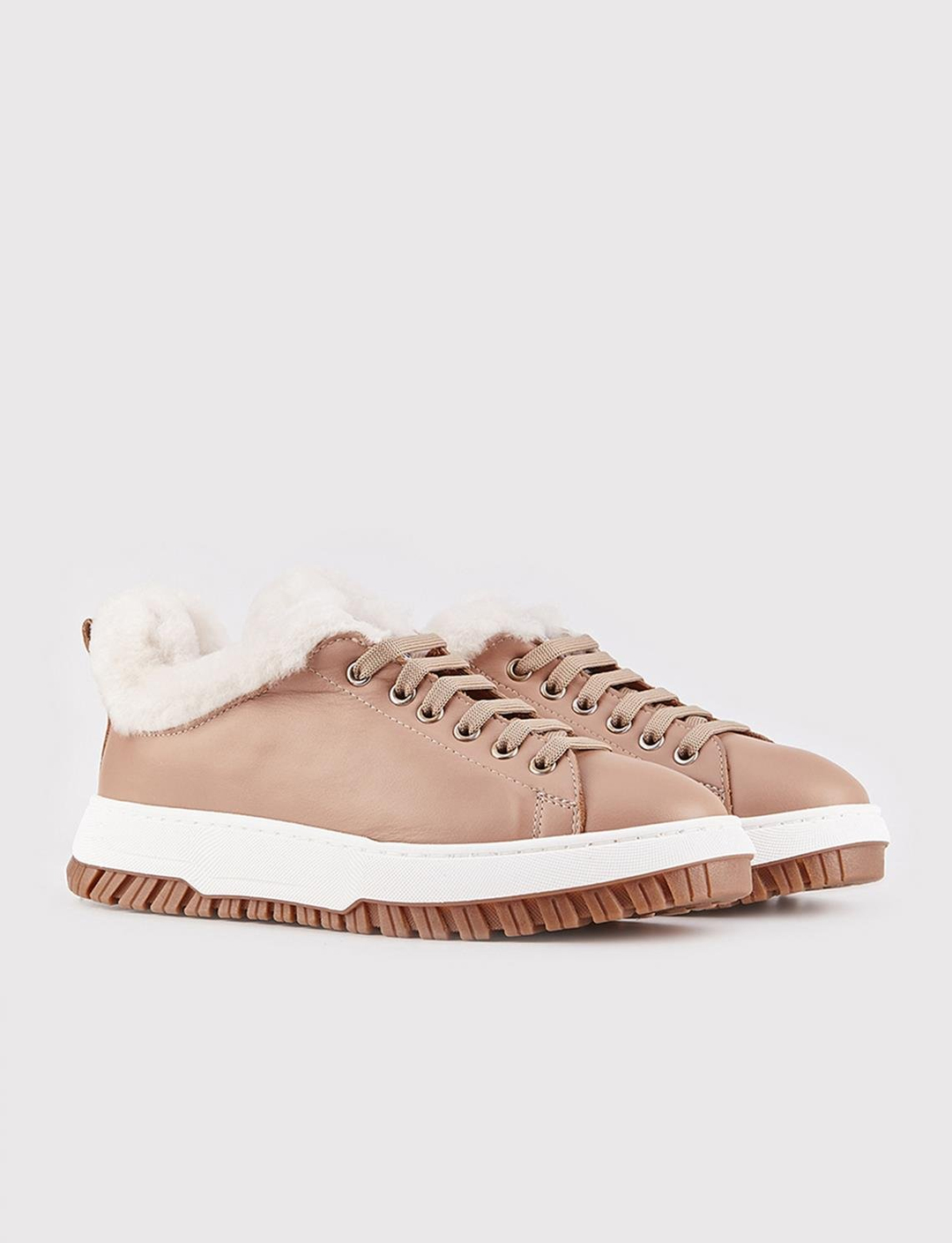 Hakiki Deri Vizon Kürklü Kadın Günlük Ayakkabı