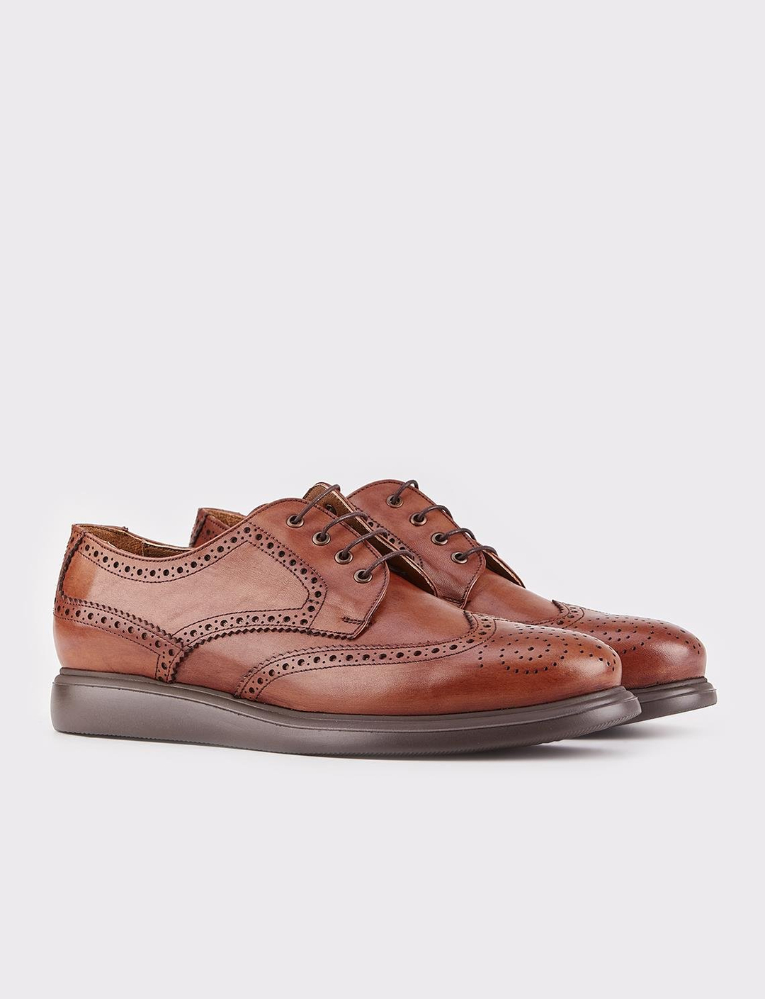 Jel Tabanlı Hakiki Deri Taba Bağcıklı Erkek Günlük Ayakkabı