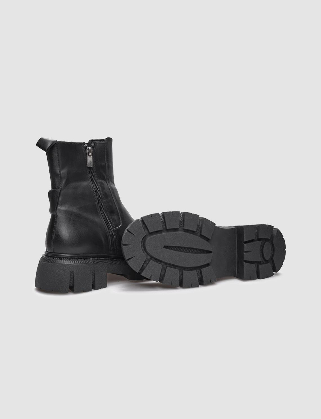 Jurdan Taban Hakiki Deri Siyah Fermuarlı Kadın Günlük Bot