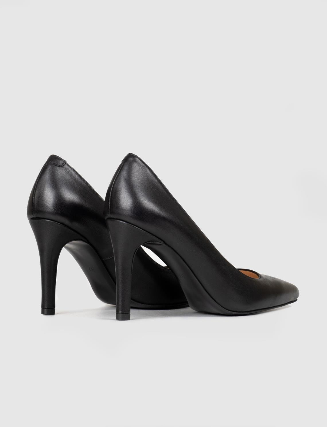 Women Black Genuine Leather Point Toe Stiletto Heeled Pumps