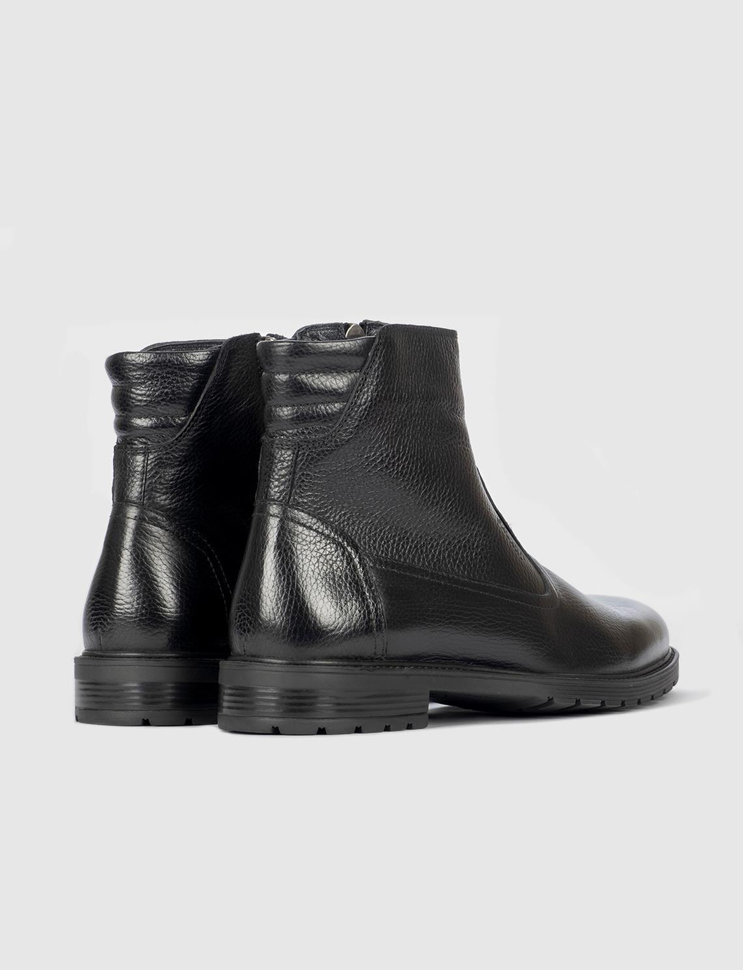Men Black Genuine Leather Casual Boots