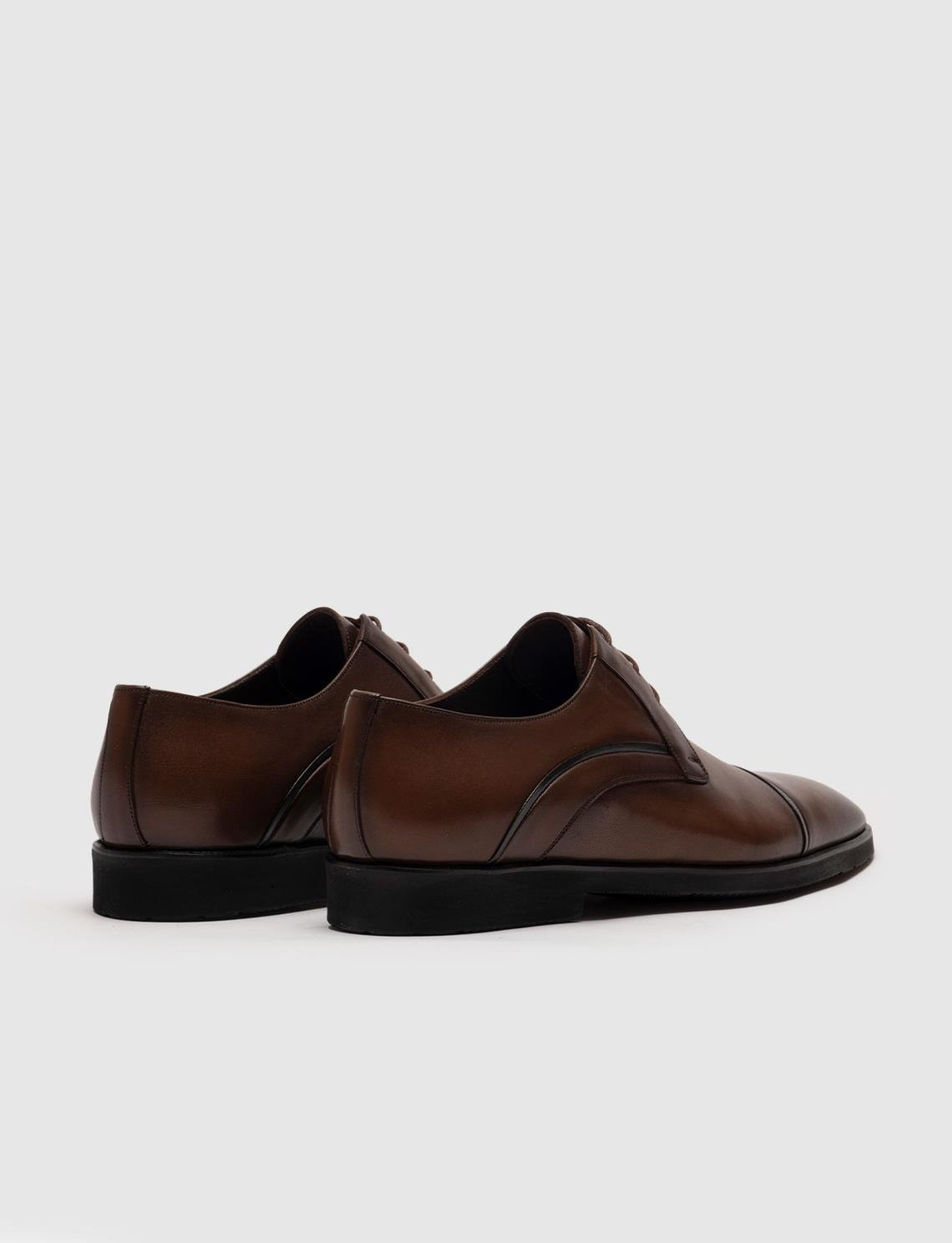 Men Tan Genuine Leather Lace Up Dress Shoes