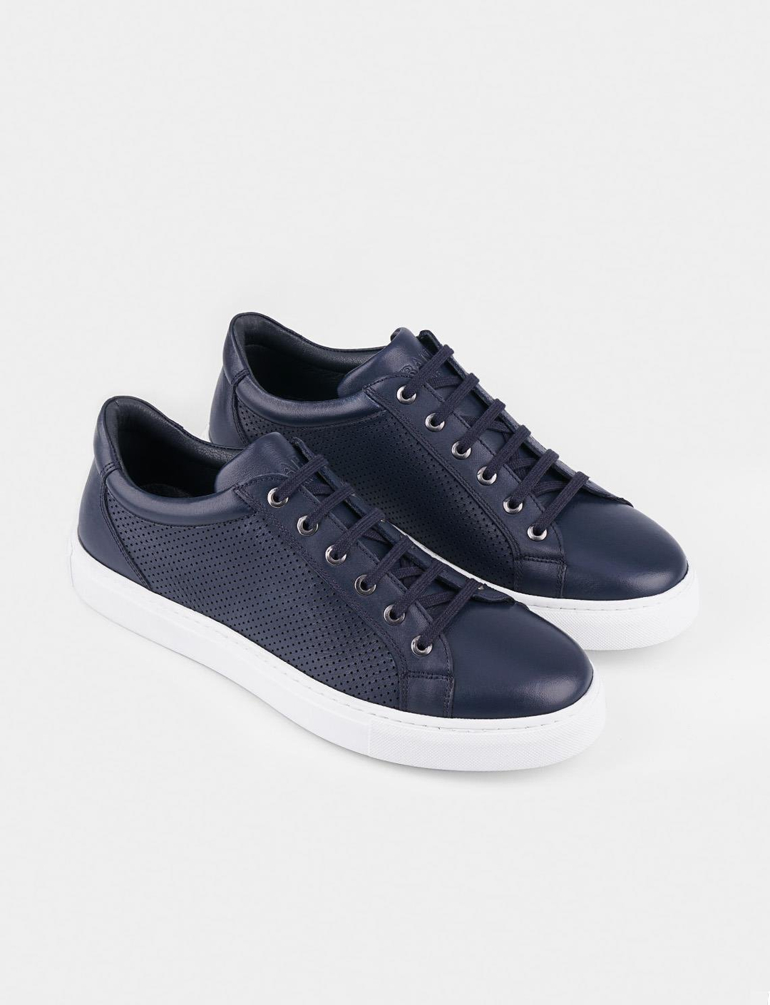 Lacivert Bağcıklı Hakiki Deri Erkek Spor Ayakkabı
