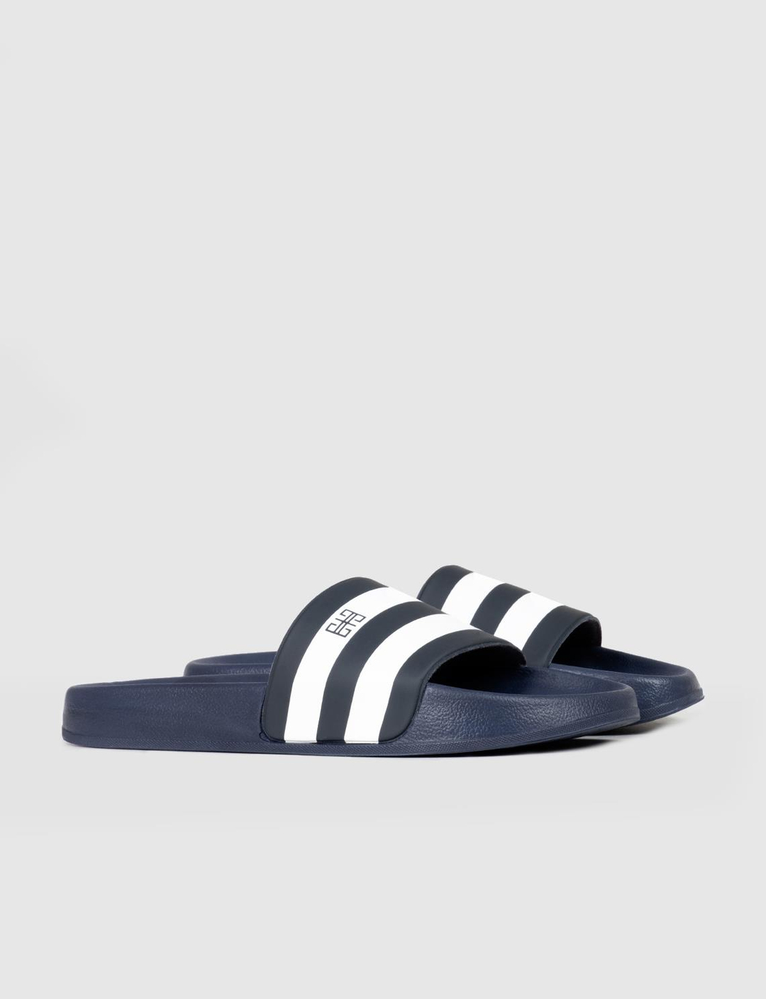 Lacivert - Beyaz Kauçuk Tabanlı Erkek Terlik