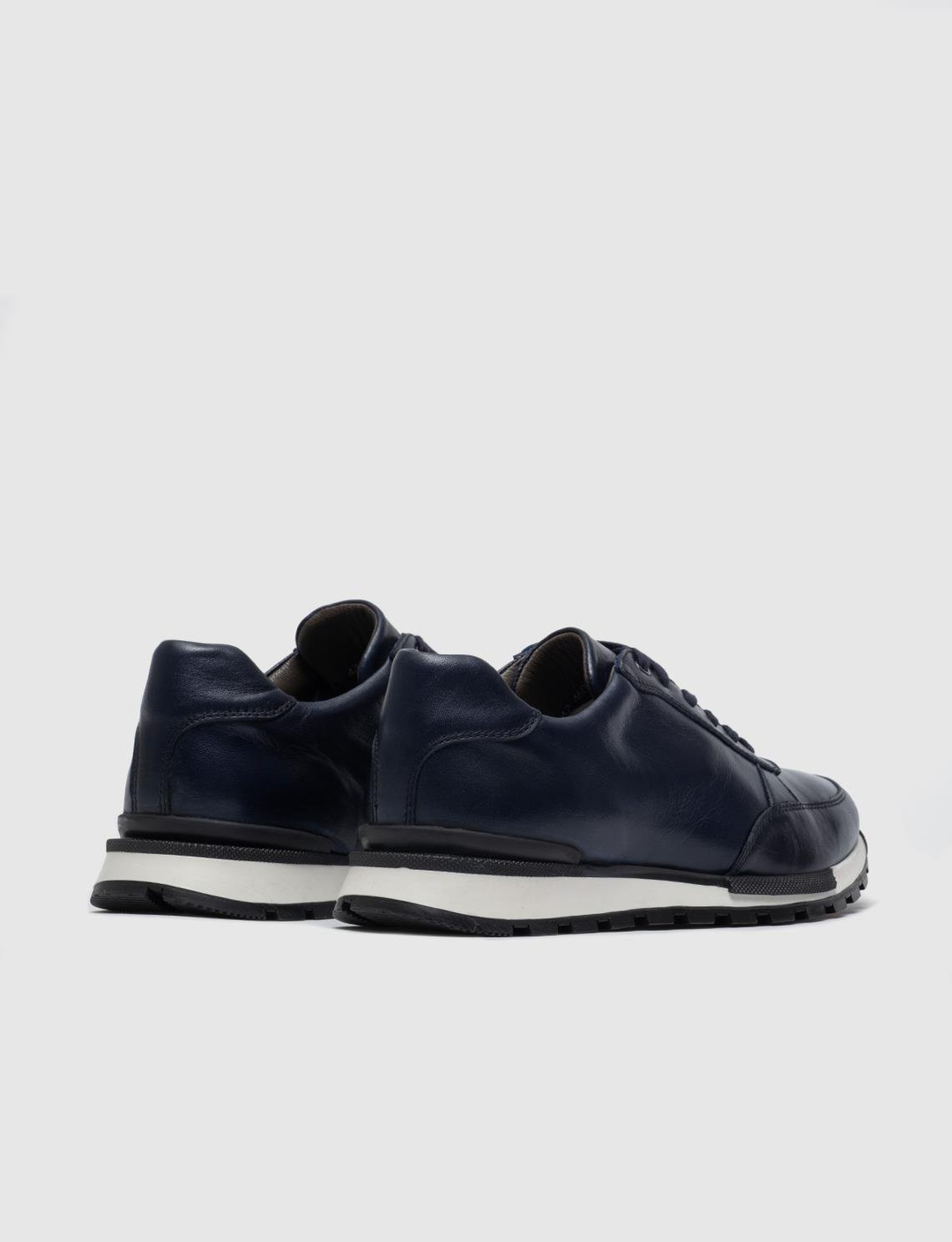 Lacivert Hakiki Deri Bağcıklı Erkek Spor Ayakkabı