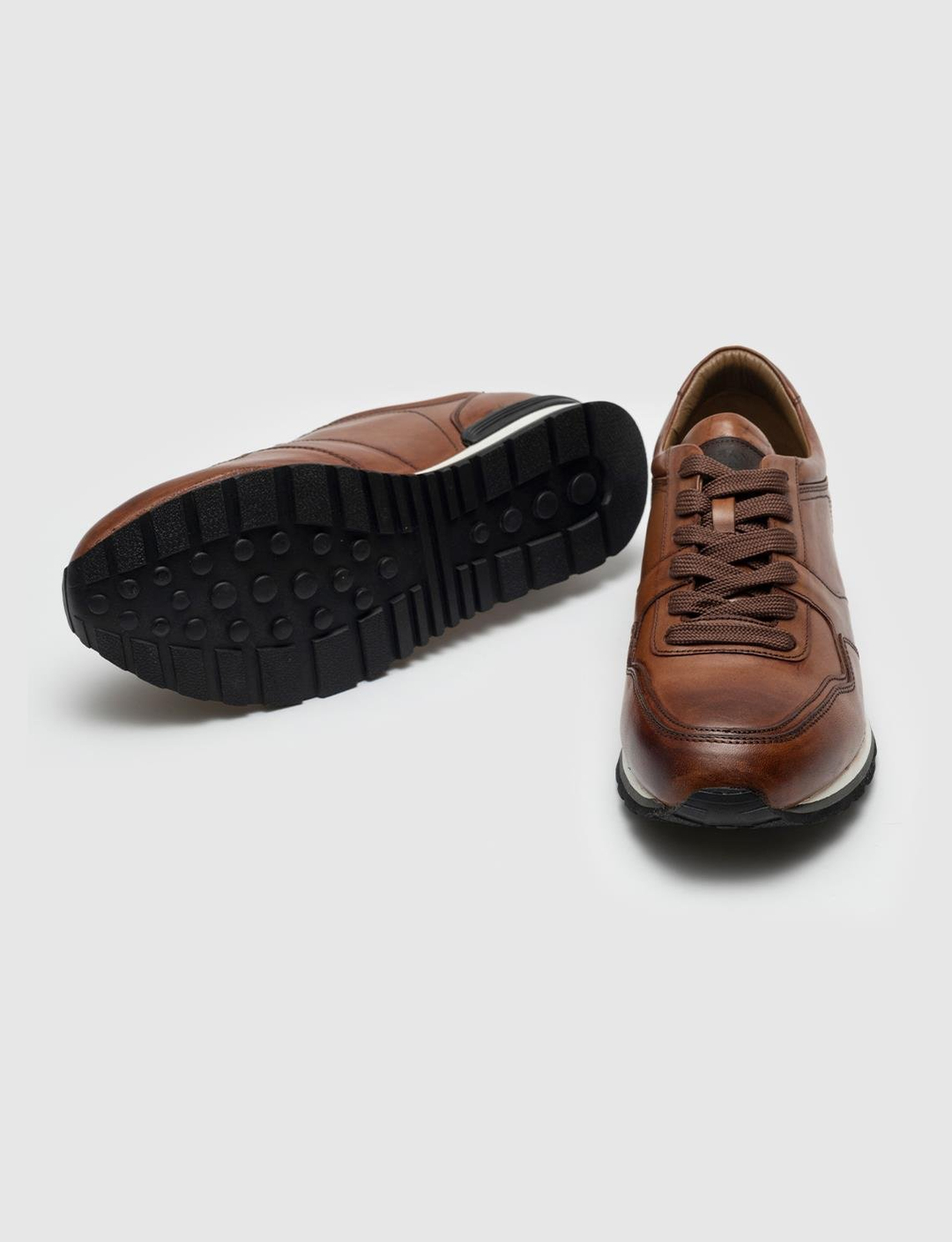 Lateks Tabanlı Hakiki Deri Taba Bağcıklı Erkek Spor Ayakkabı