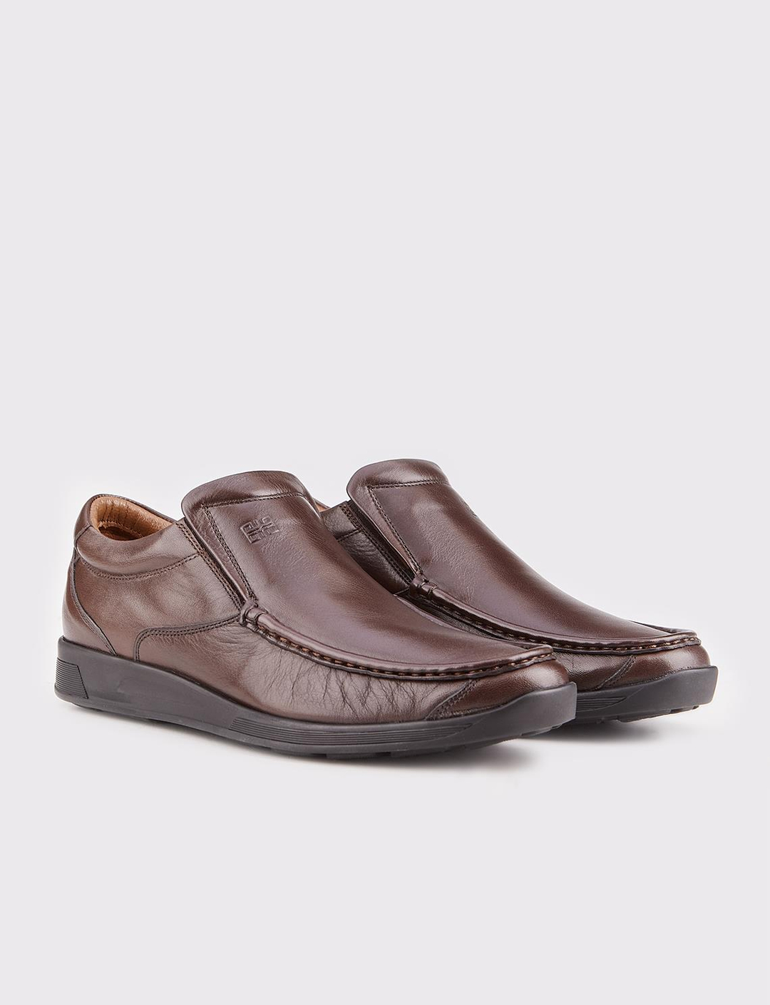 Light Kauçuk Taban Hakiki Deri Kahverengi Erkek Günlük Ayakkabı